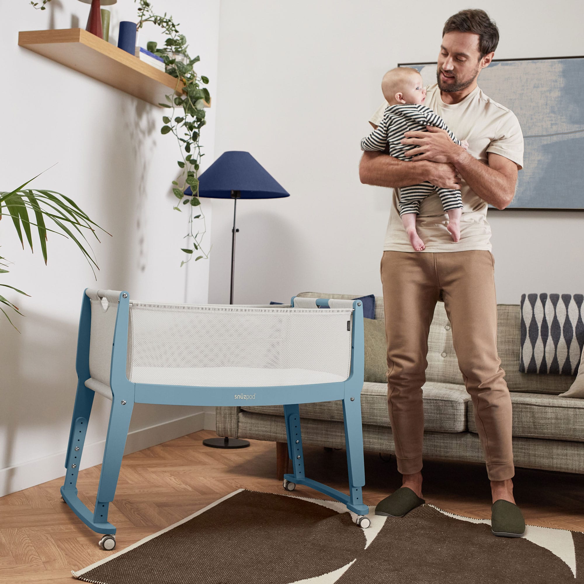 SnuzPod cribs SnuzPod Studio Bedside Crib  - Santorini Sky FN032K