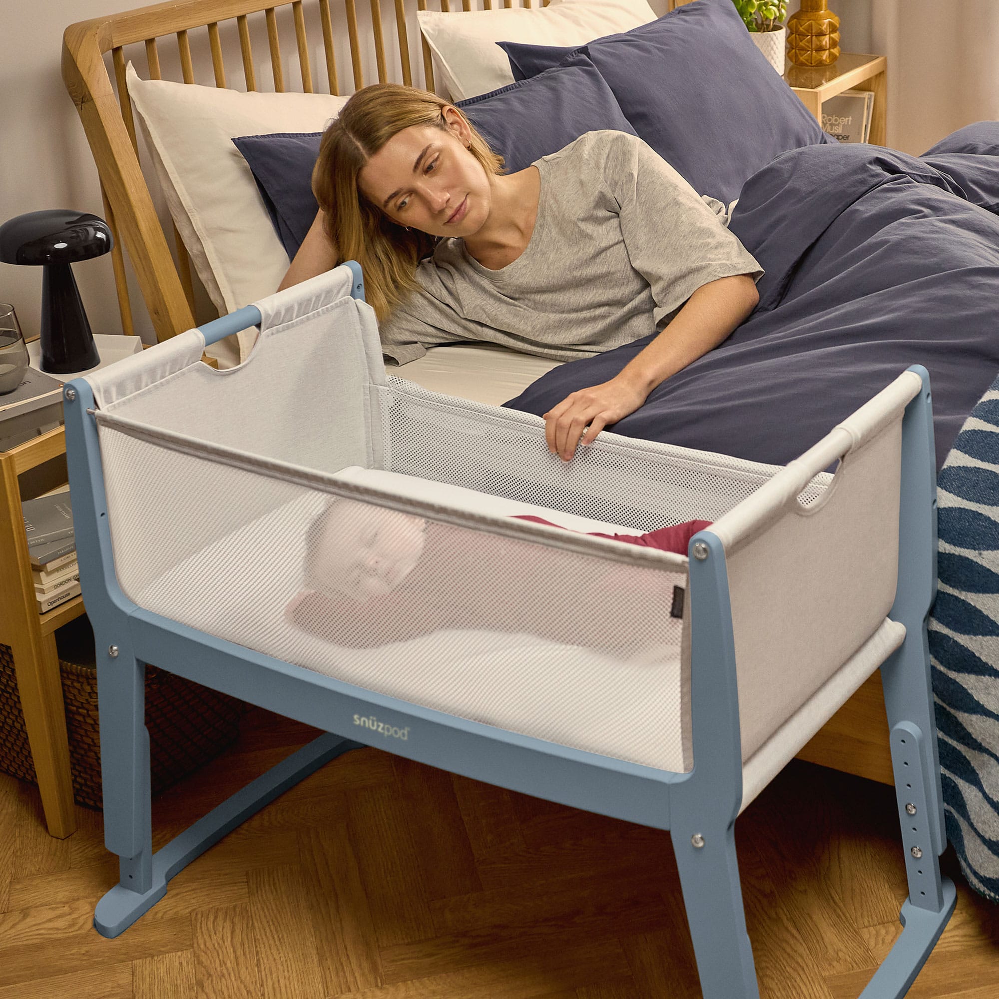 SnuzPod cribs SnuzPod Studio Bedside Crib  - Santorini Sky FN032K