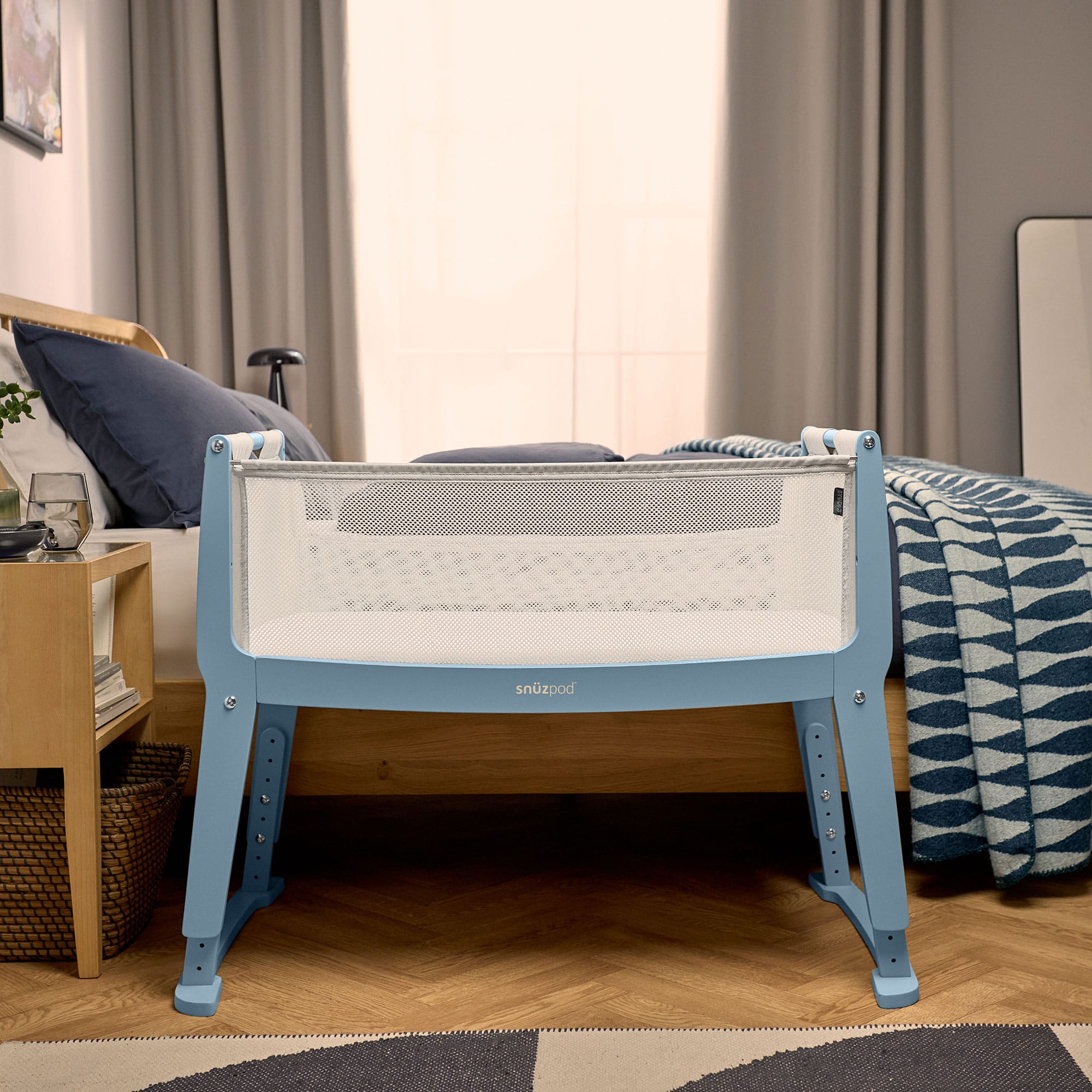 SnuzPod cribs SnuzPod Studio Bedside Crib  - Santorini Sky FN032K