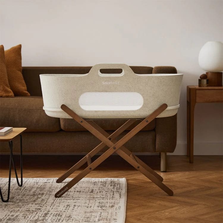 SnuzPod moses baskets SnüzPod Baskit with Walnut Stand - Barley FSB001DD