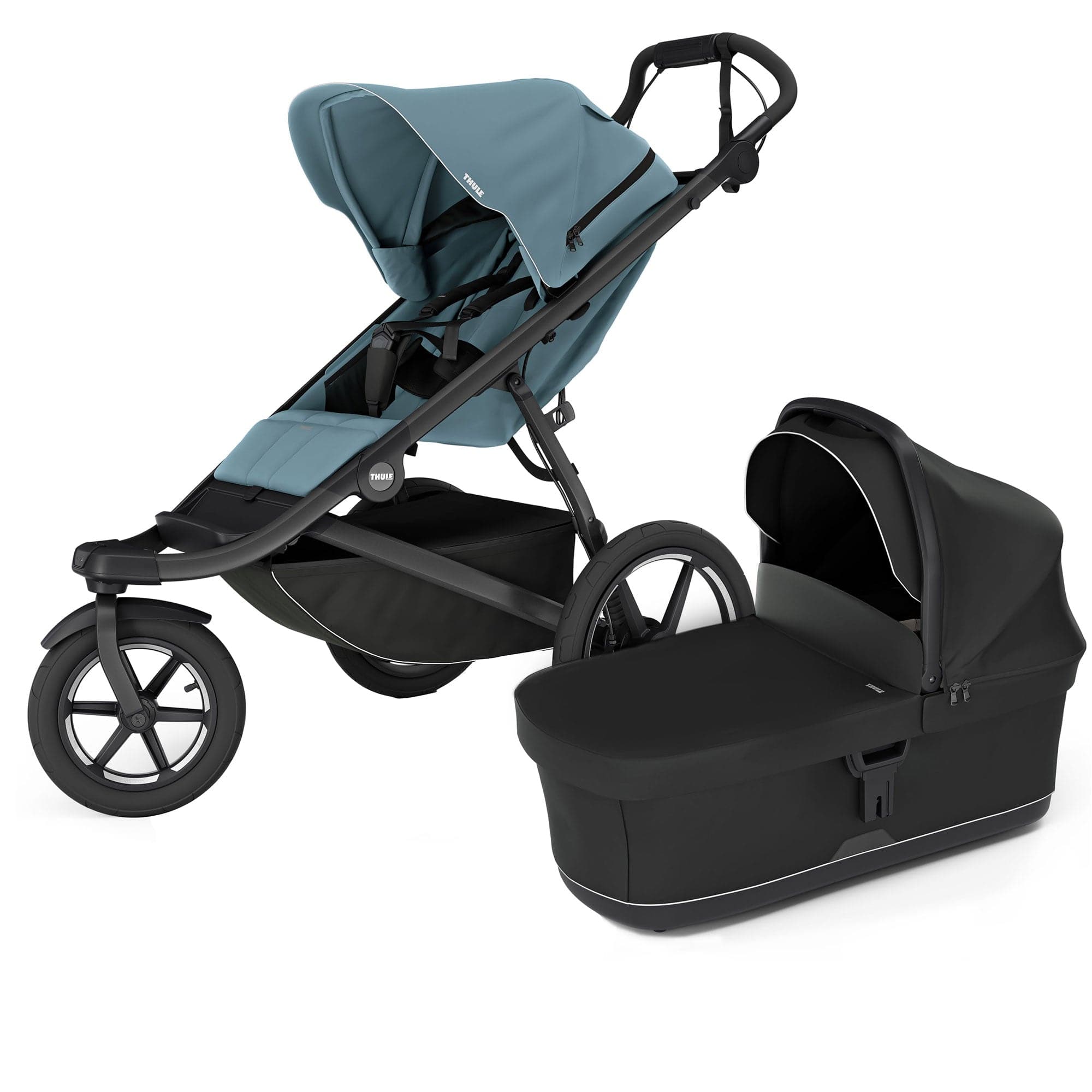 Thule 3 wheel pushchairs Thule Urban Glide 3 Newborn Pram Bundle (Mid-Blue) 15507-MID-BLU