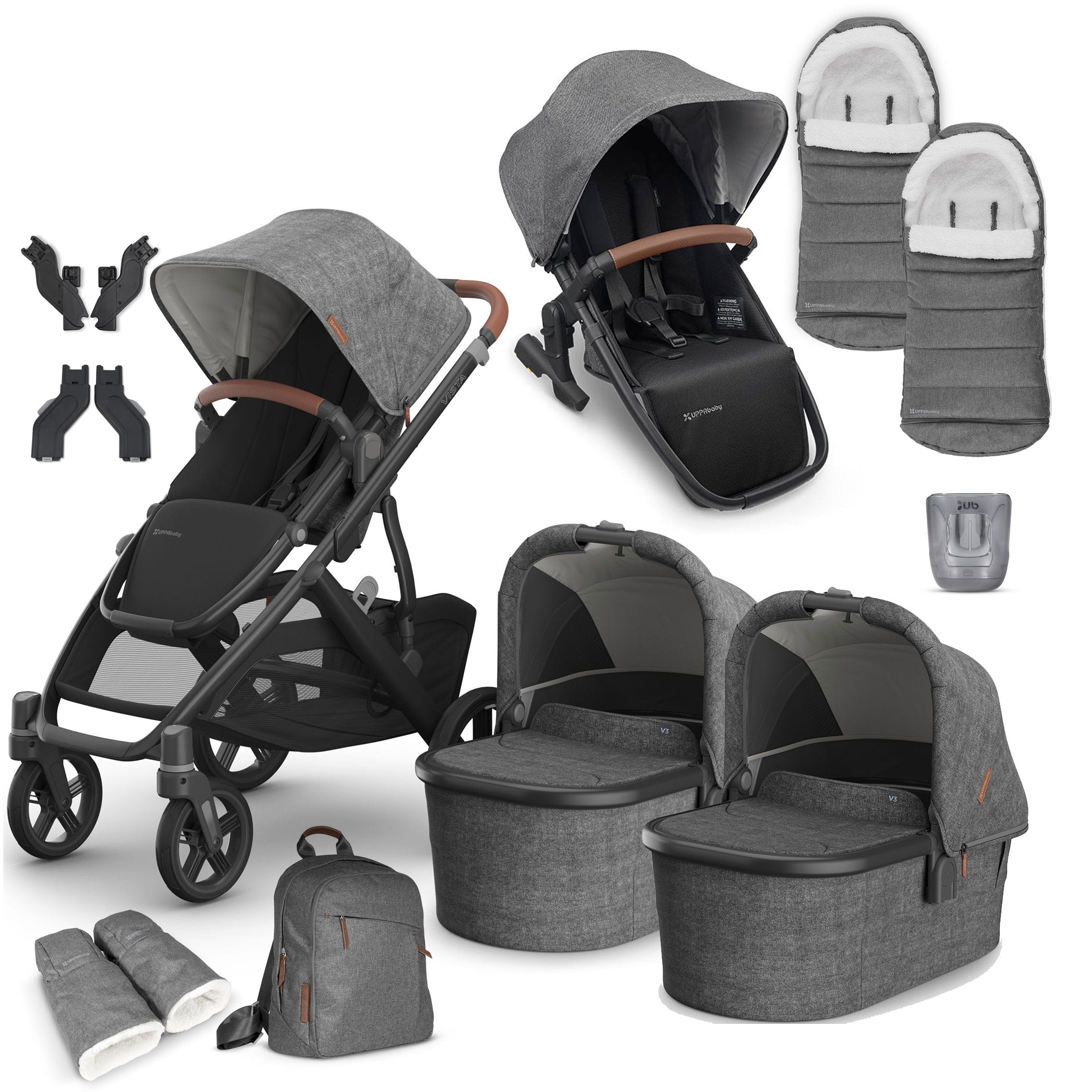 Uppababy baby prams Uppababy Vista V3 Twin Complete Bundle - Greyson VIS-TWI-COM-GREY