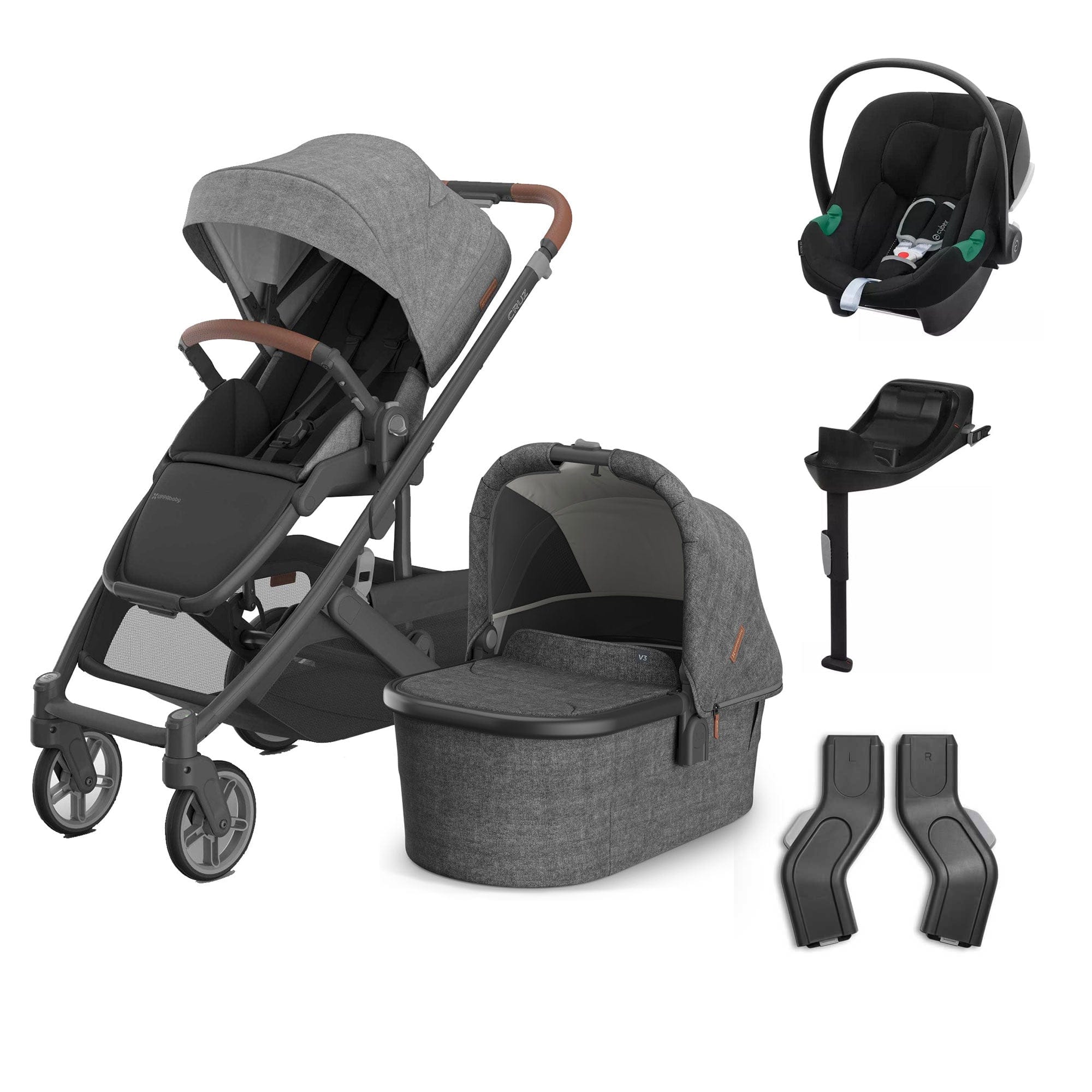 Uppababy baby pushchairs Uppababy Cruz V3 Complete Cybex Travel System - Greyson 20580-CMP-TVS-GRY-1