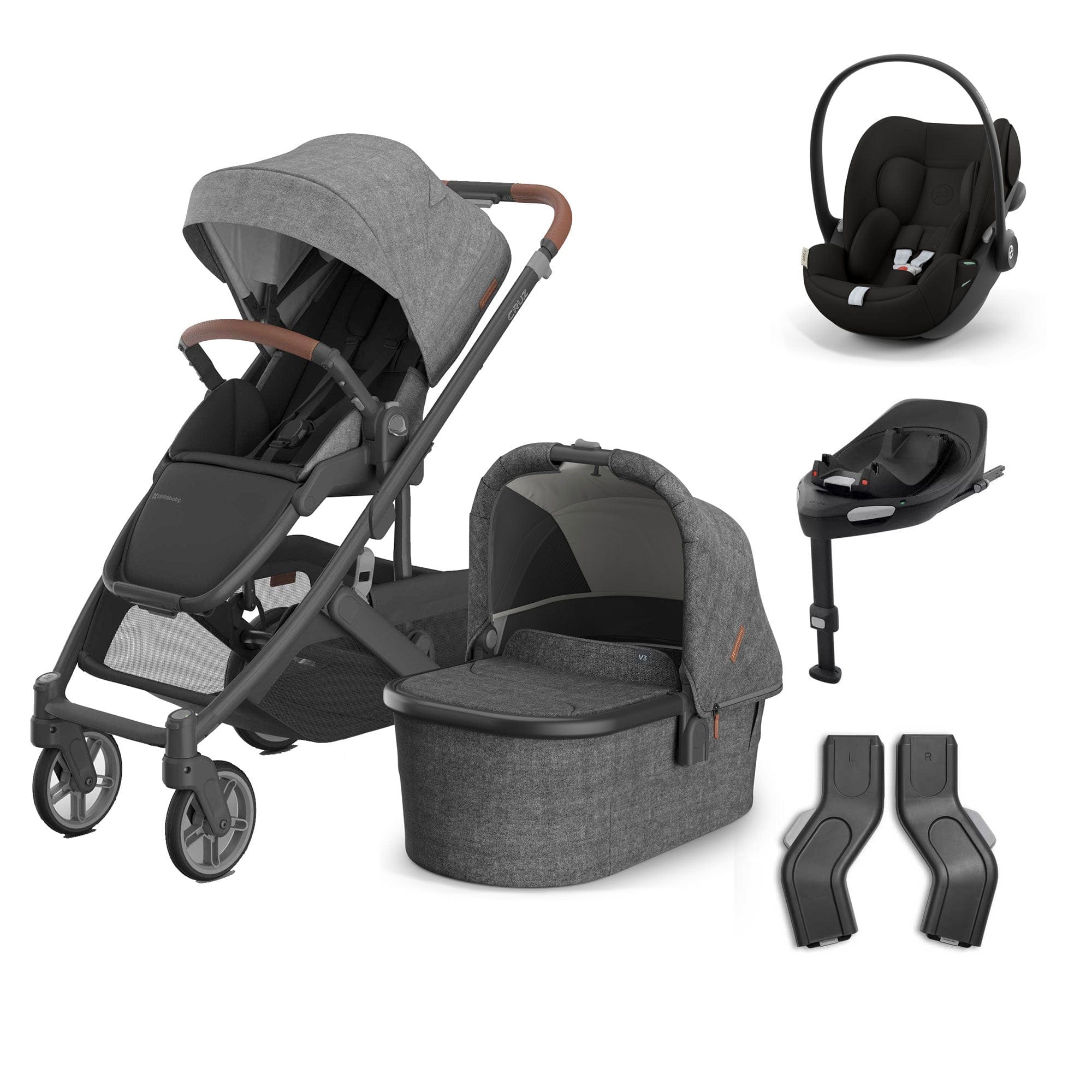 Uppababy baby pushchairs Uppababy Cruz V3 Complete Cybex Travel System - Greyson 20580-CMP-TVS-GRY-2