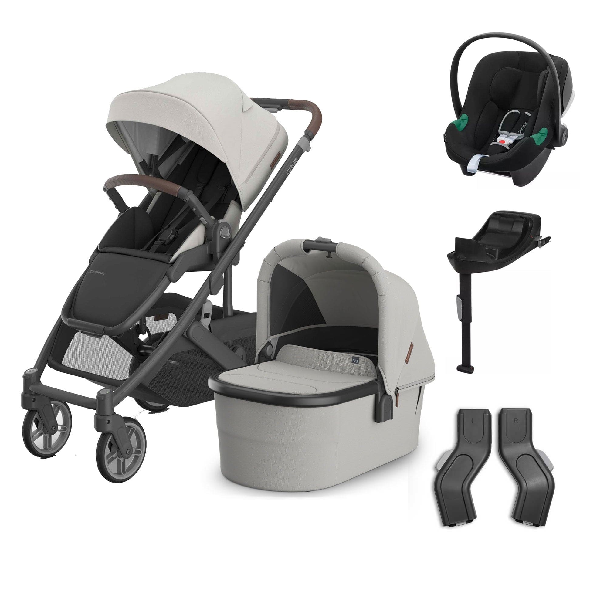Uppababy baby pushchairs Uppababy Cruz V3 Complete Cybex Travel System - Savannah 20598-CMP-TVS-SAV-1
