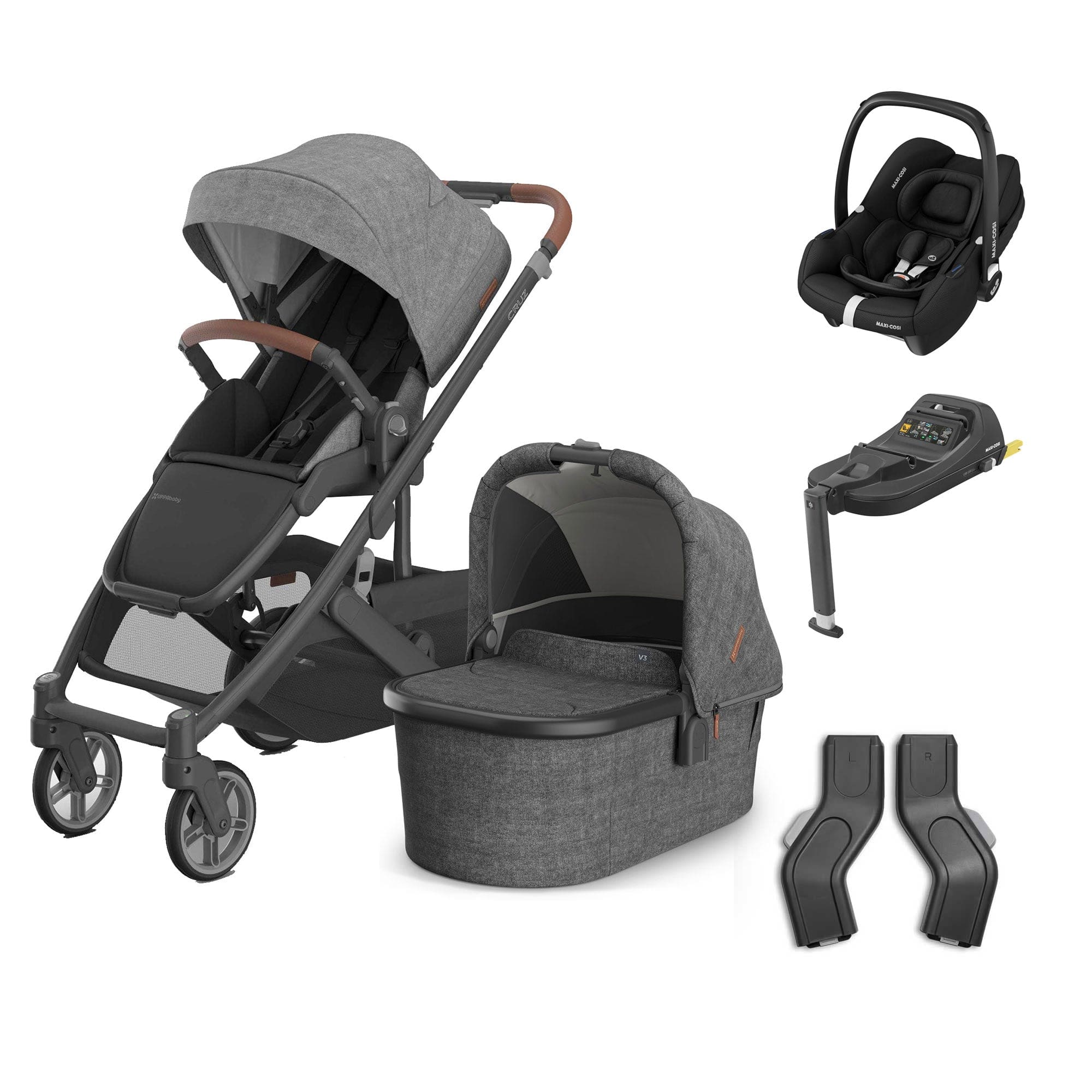 Uppababy baby pushchairs Uppababy Cruz V3 Complete Maxi-Cosi Travel System - Greyson 20580-CMP-TVS-GRY-4