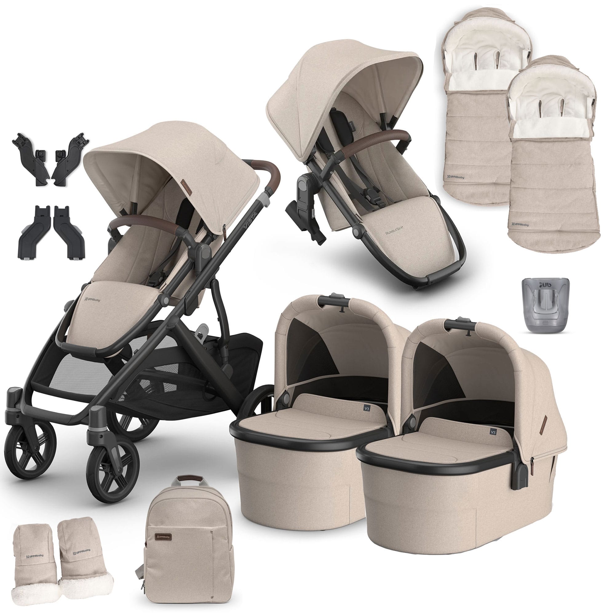 Uppababy double buggies Uppababy Vista V3 Twin Complete Bundle - Ada VIS-TWI-COM-ADA
