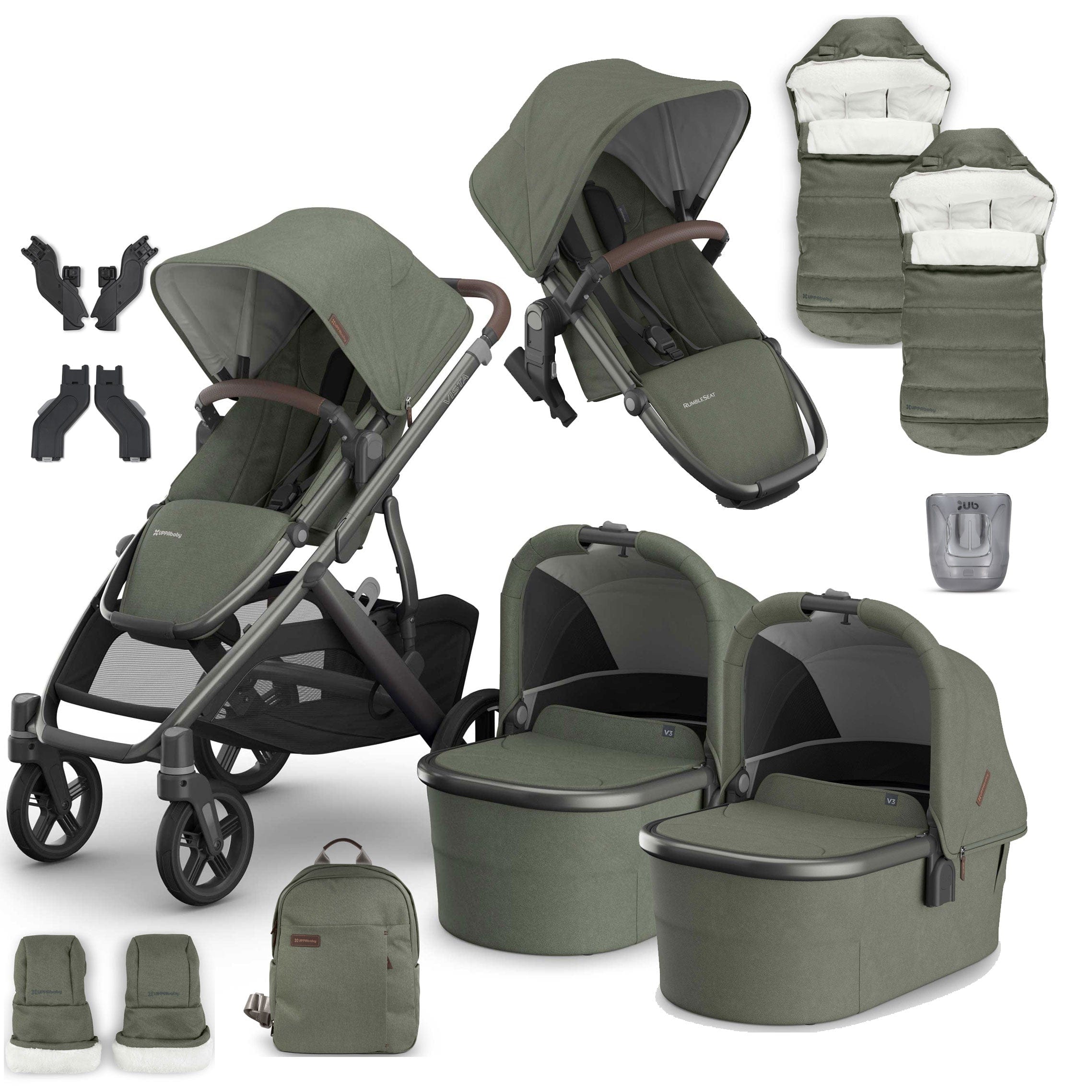 Uppababy double buggies Uppababy Vista V3 Twin Complete Bundle - Evelyn VIS-TWI-COM-EVE