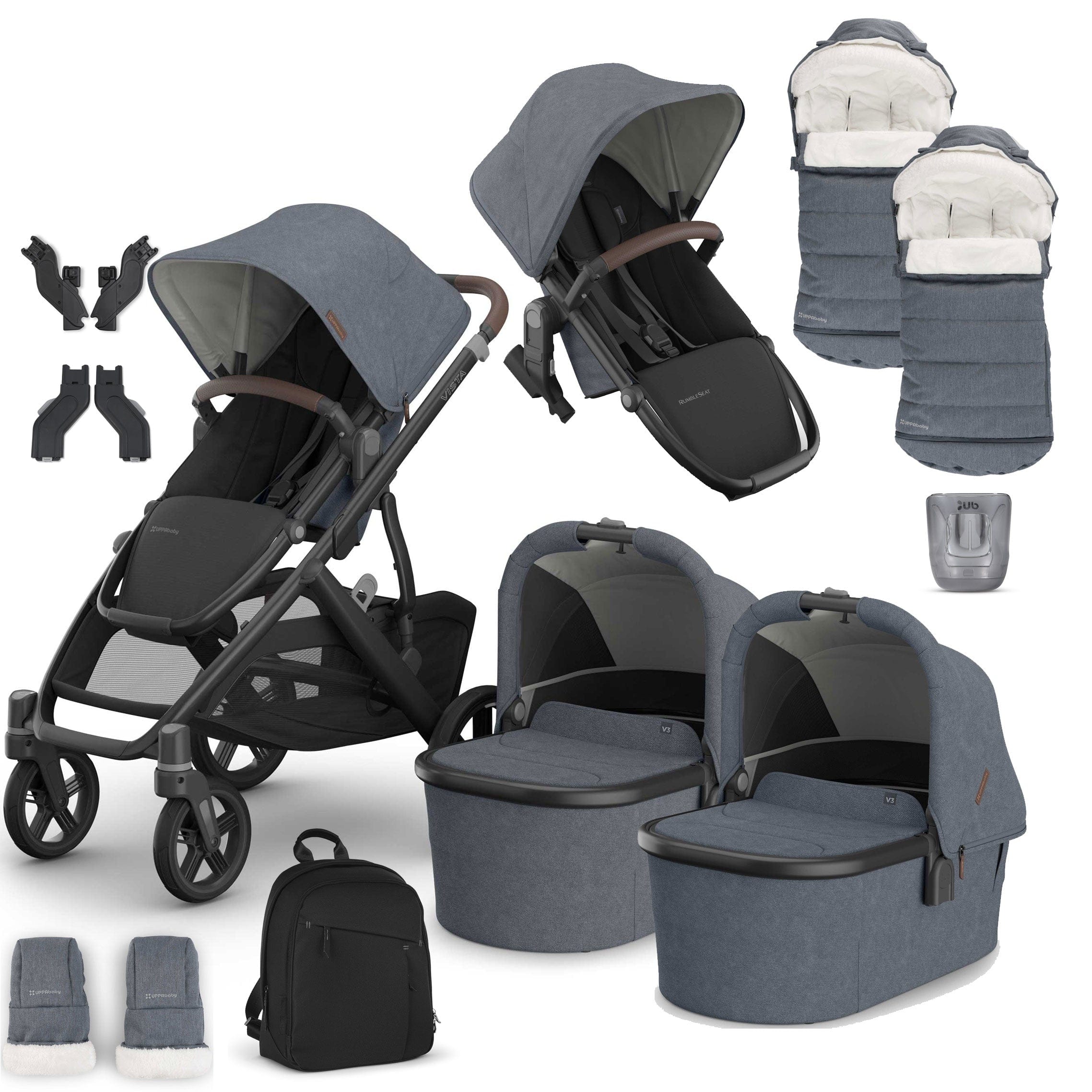 Uppababy double buggies Uppababy Vista V3 Twin Complete Bundle - Julian VIS-TWI-COM-JUL
