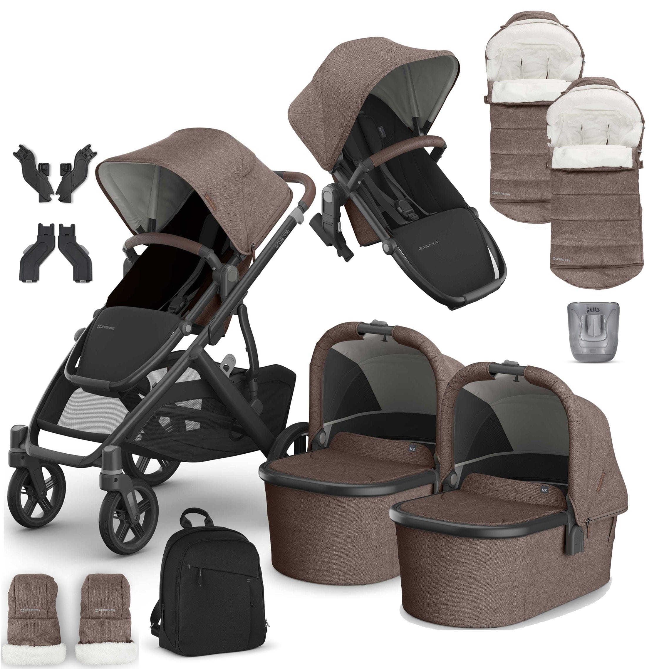 Uppababy double buggies Uppababy Vista V3 Twin Complete Bundle - Owen VIS-TWI-COM-OWN