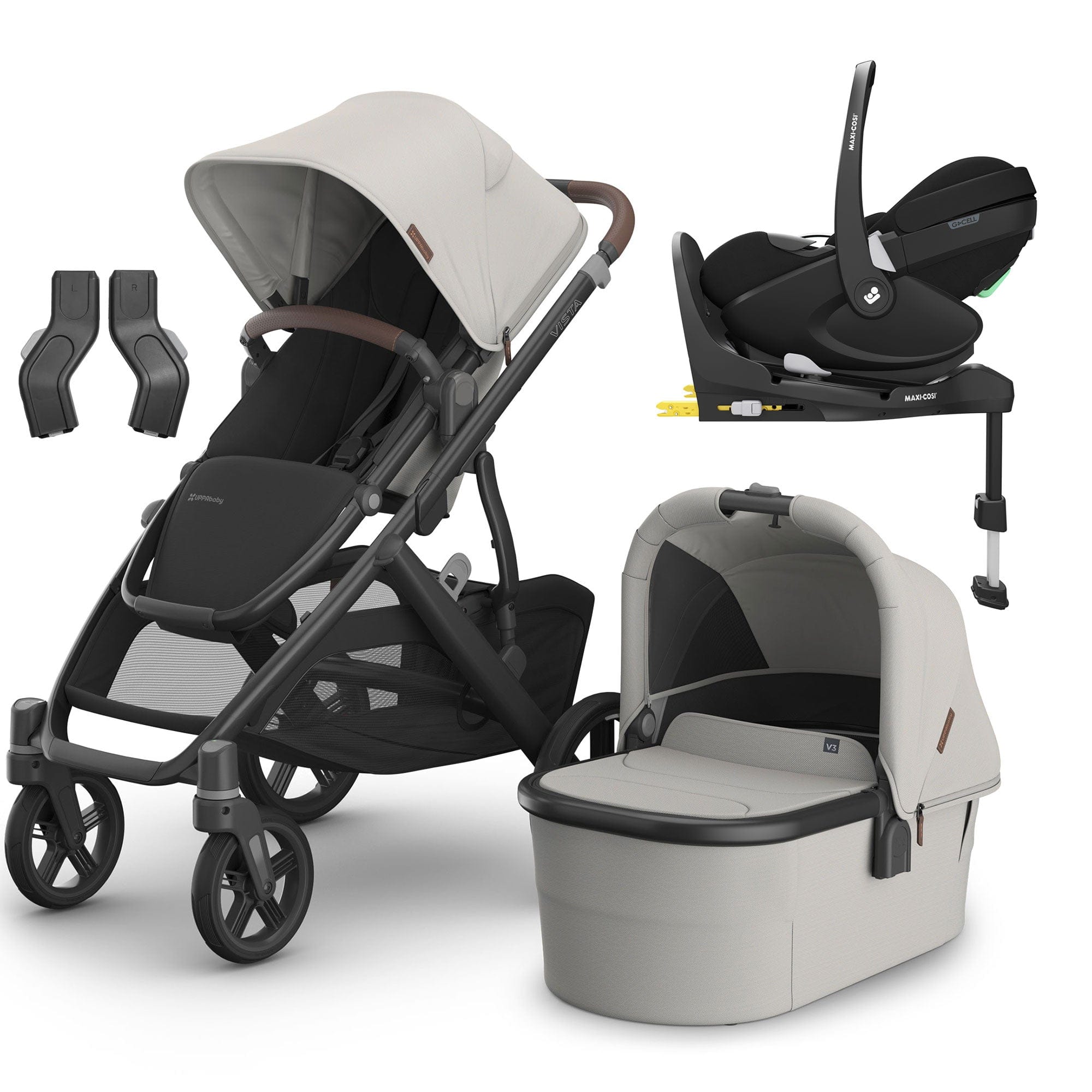Uppababy Vista V3 Maxi-Cosi Travel System in Savannah