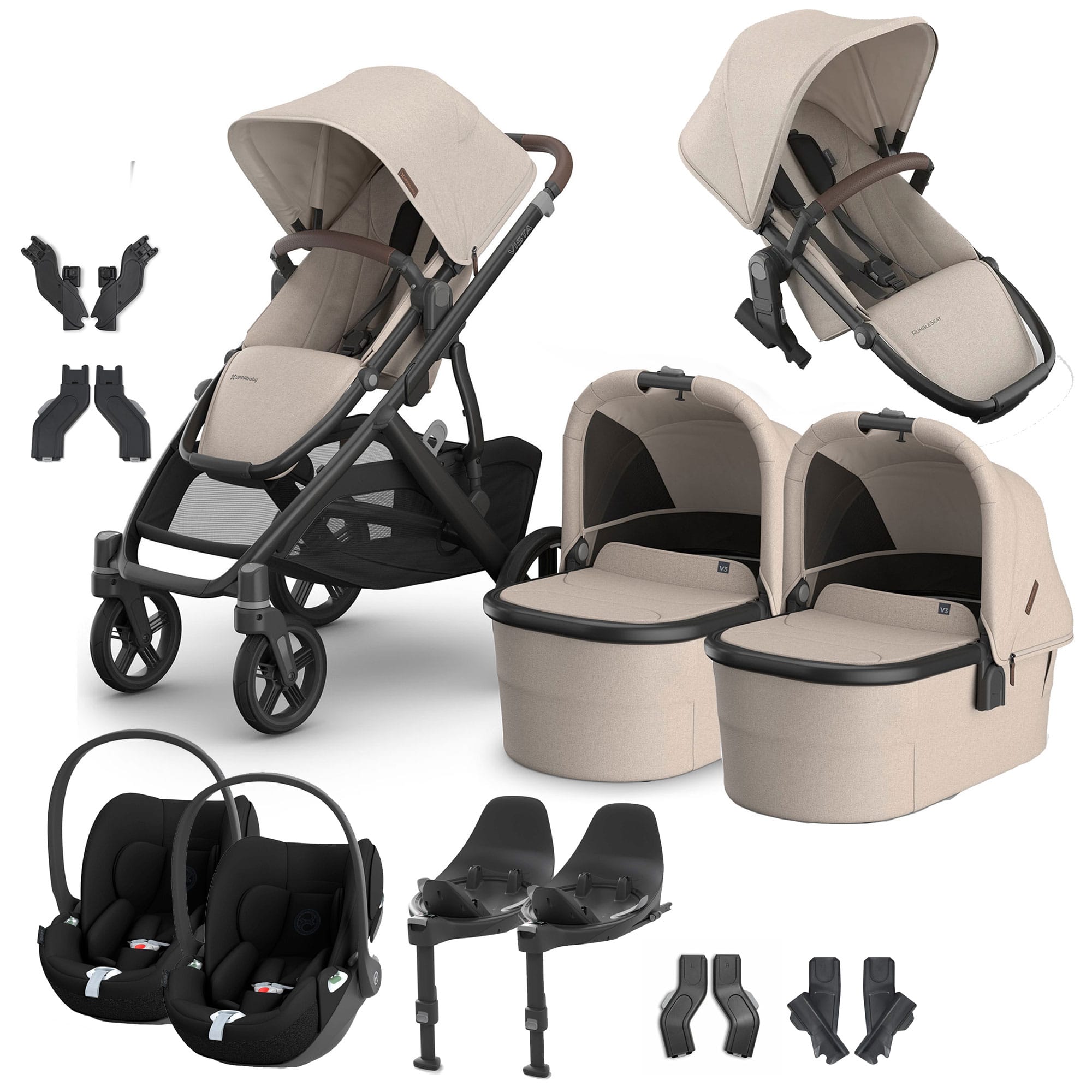 Uppababy travel systems Uppababy Vista V3 Twin Cybex Travel System - Ada