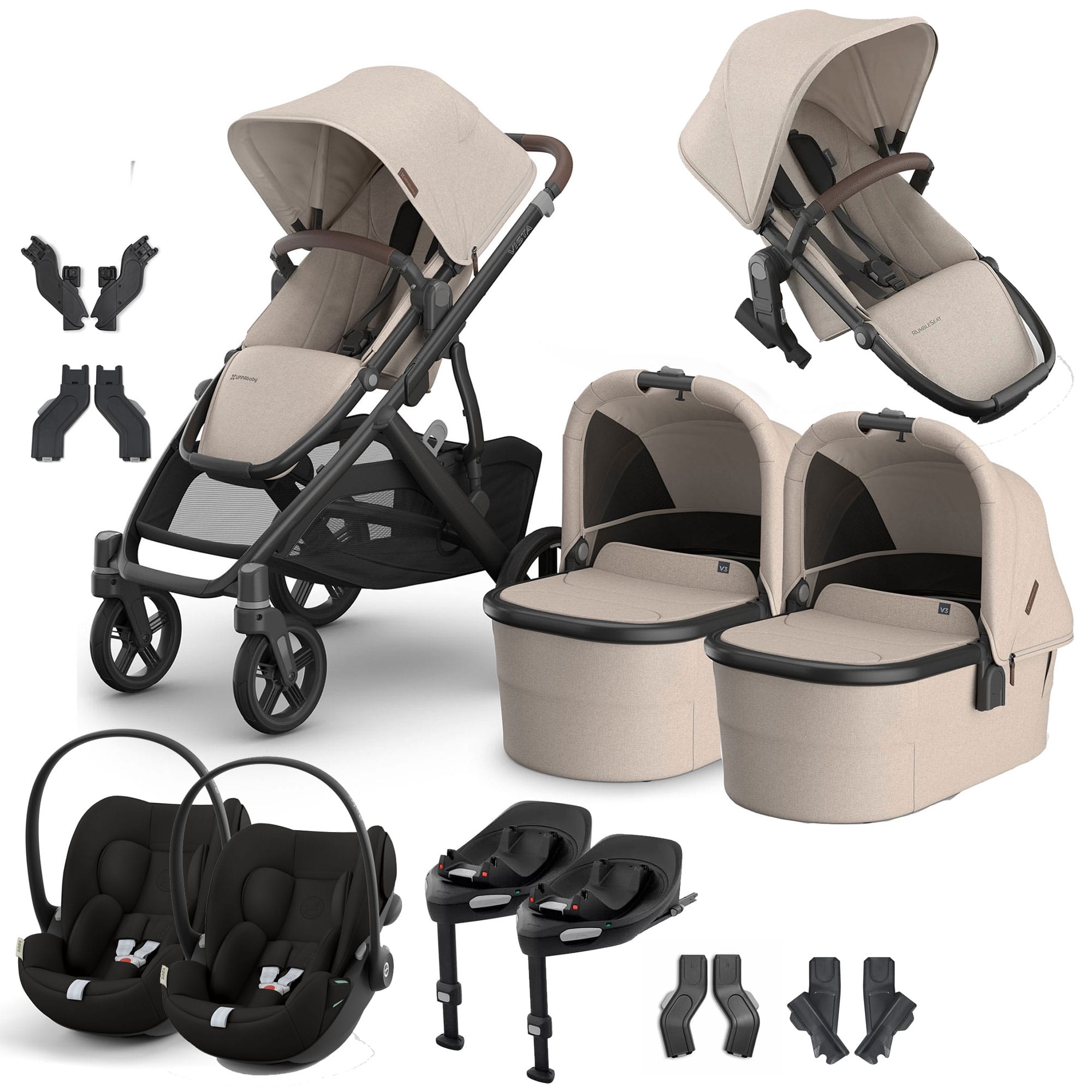 Uppababy travel systems Uppababy Vista V3 Twin Cybex Travel System - Ada