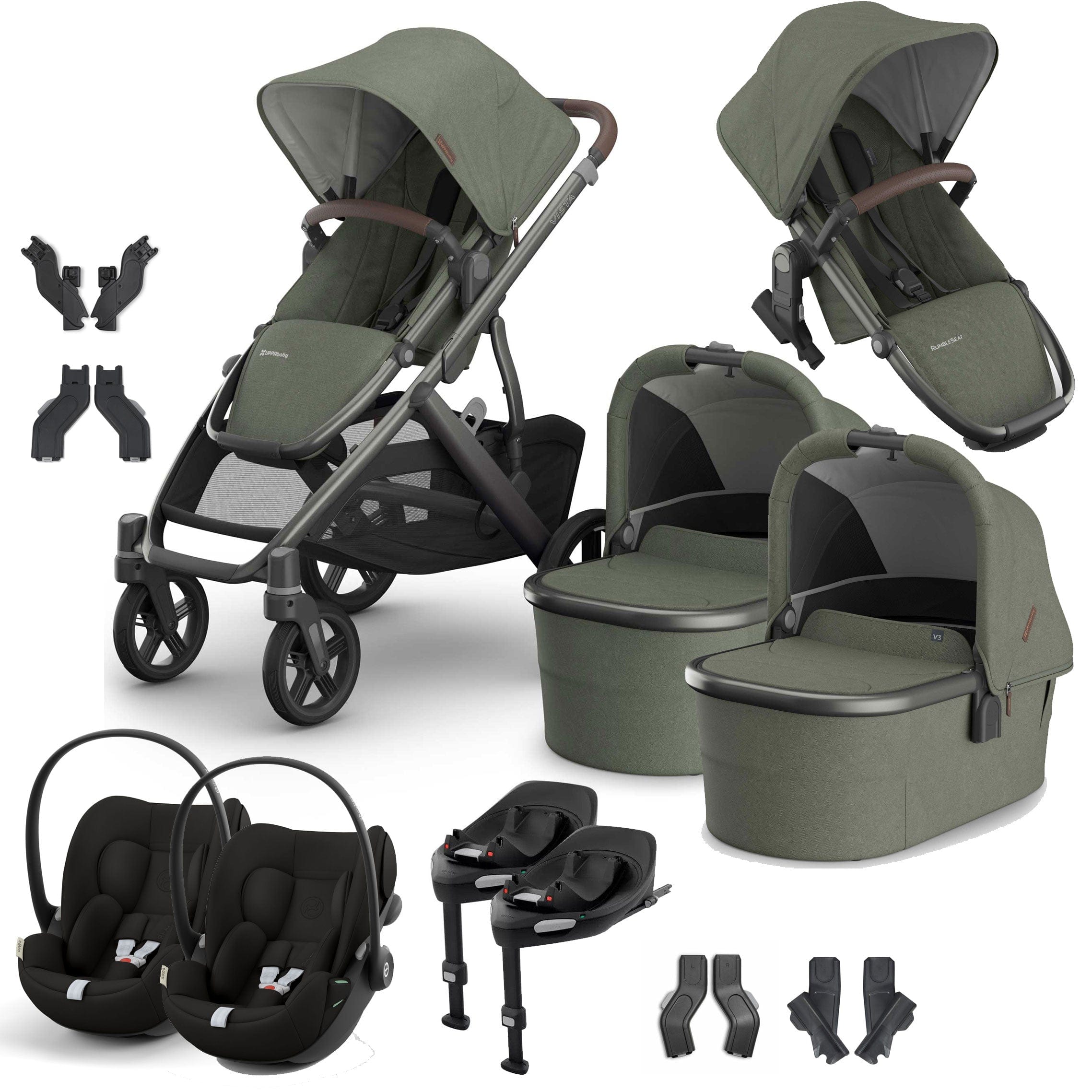 Uppababy travel systems Uppababy Vista V3 Twin Cybex Travel System - Evelyn VIS-TWIN-TS-EVE-5