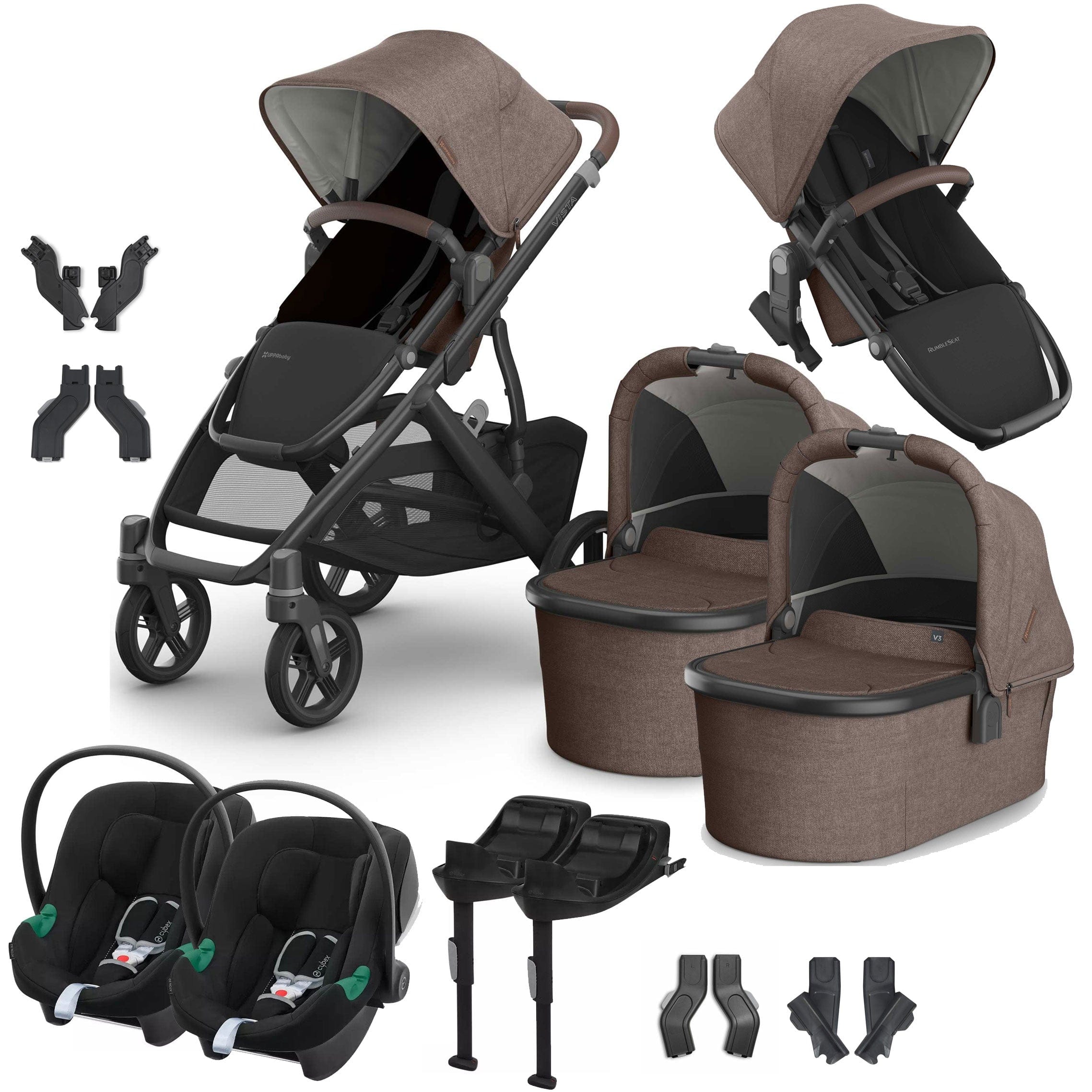 Uppababy travel systems Uppababy Vista V3 Twin Cybex Travel System - Owen VIS-TWIN-TS-OWN-4