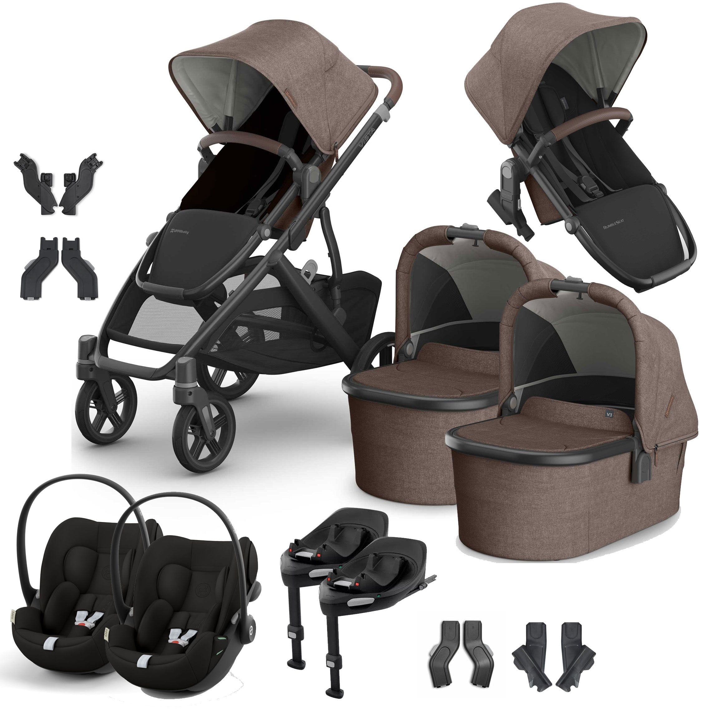 Uppababy travel systems Uppababy Vista V3 Twin Cybex Travel System - Owen VIS-TWIN-TS-OWN-5