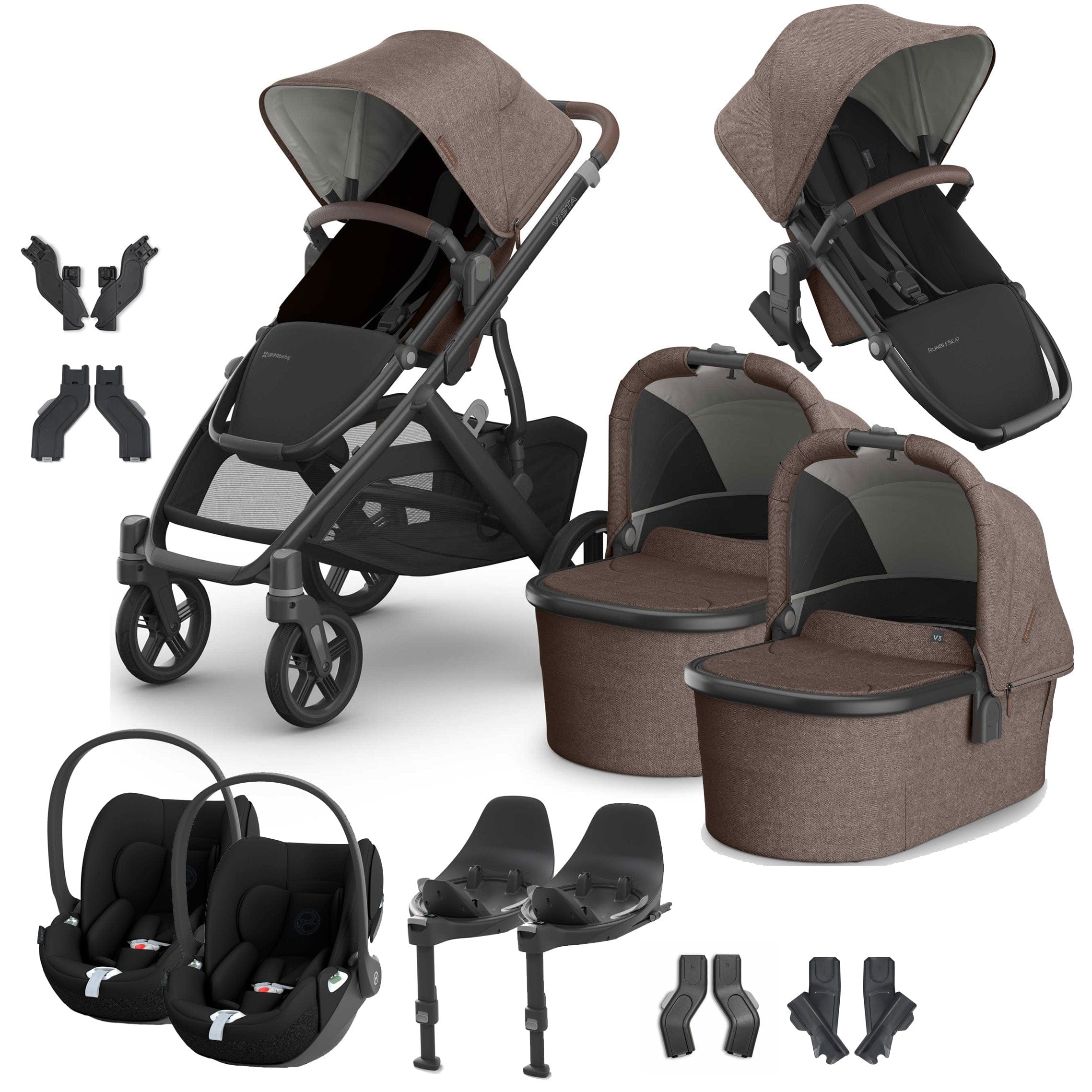 Uppababy travel systems Uppababy Vista V3 Twin Cybex Travel System - Owen VIS-TWIN-TS-OWN-6