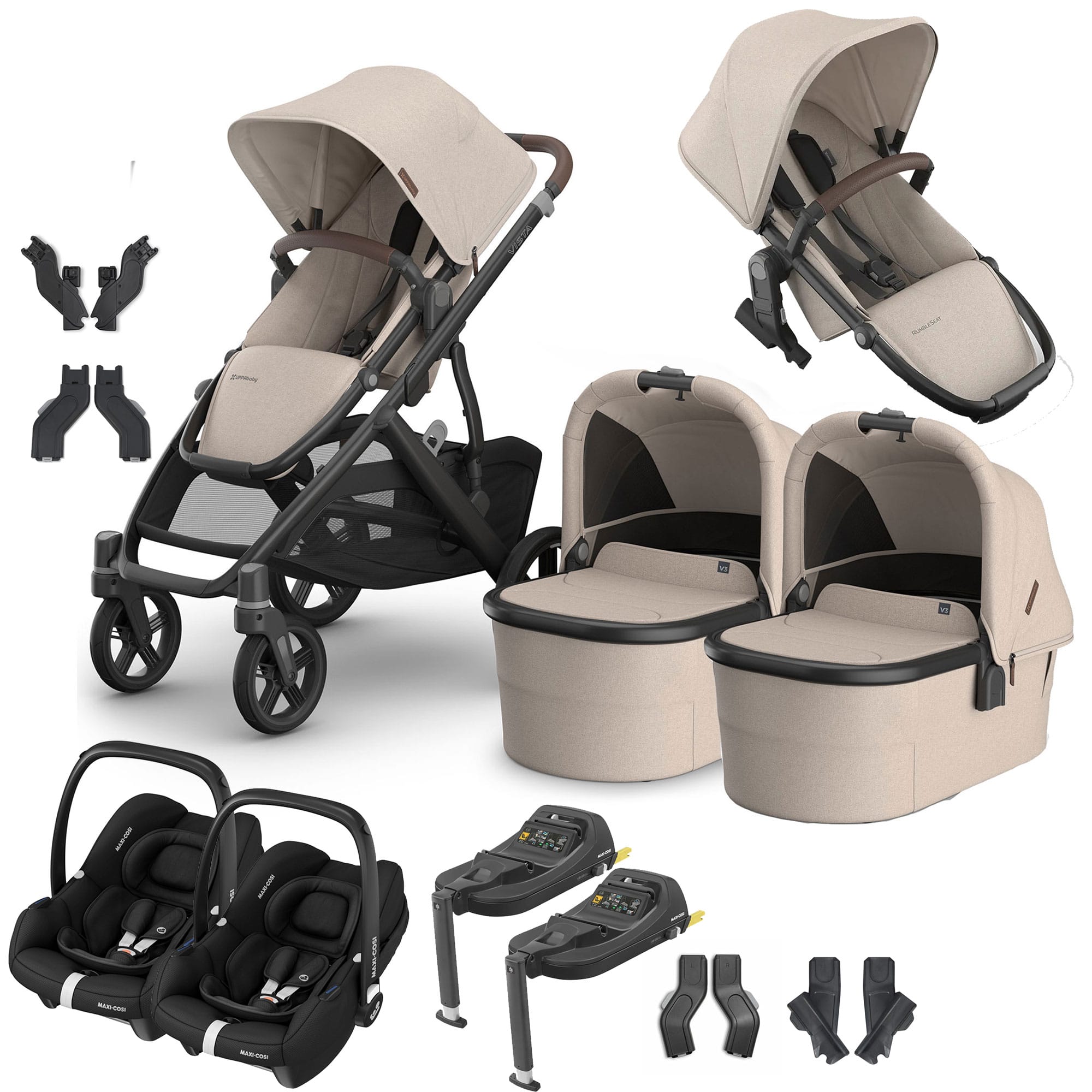 Uppababy travel systems Uppababy Vista V3 Twin Maxi-Cosi Travel System - Ada VIS-TWIN-TS-ADA-1