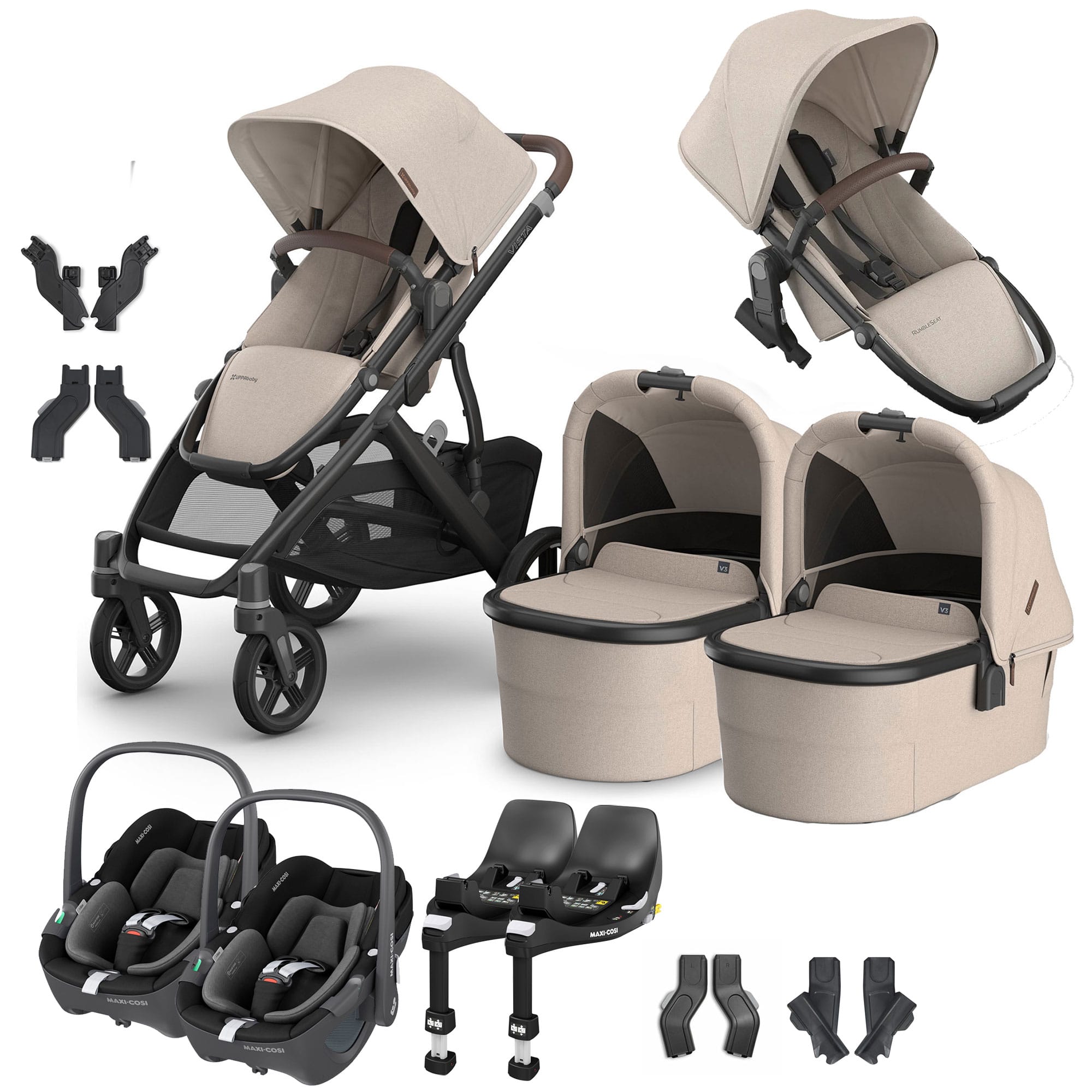 Uppababy travel systems Uppababy Vista V3 Twin Maxi-Cosi Travel System - Ada VIS-TWIN-TS-ADA-2