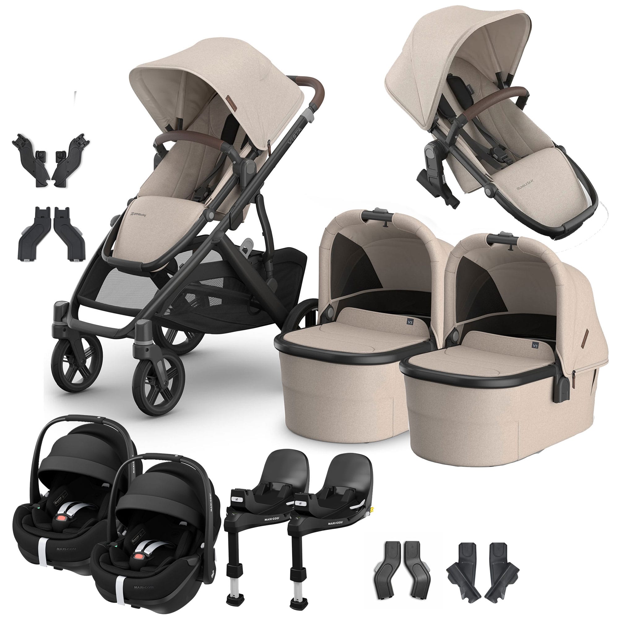 Uppababy travel systems Uppababy Vista V3 Twin Maxi-Cosi Travel System - Ada VIS-TWIN-TS-ADA-3