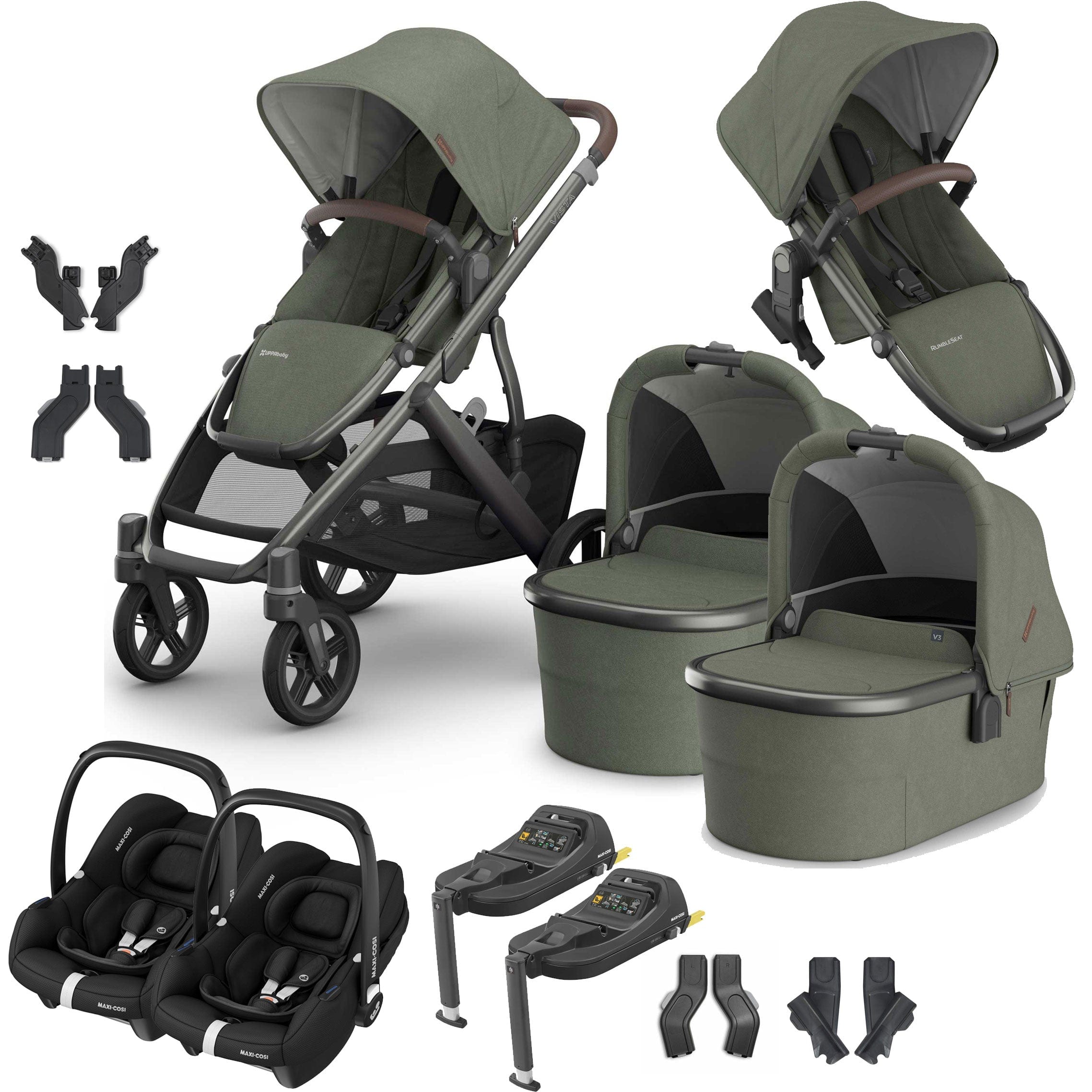 Uppababy travel systems Uppababy Vista V3 Twin Maxi-Cosi Travel System - Evelyn VIS-TWIN-TS-EVE-1