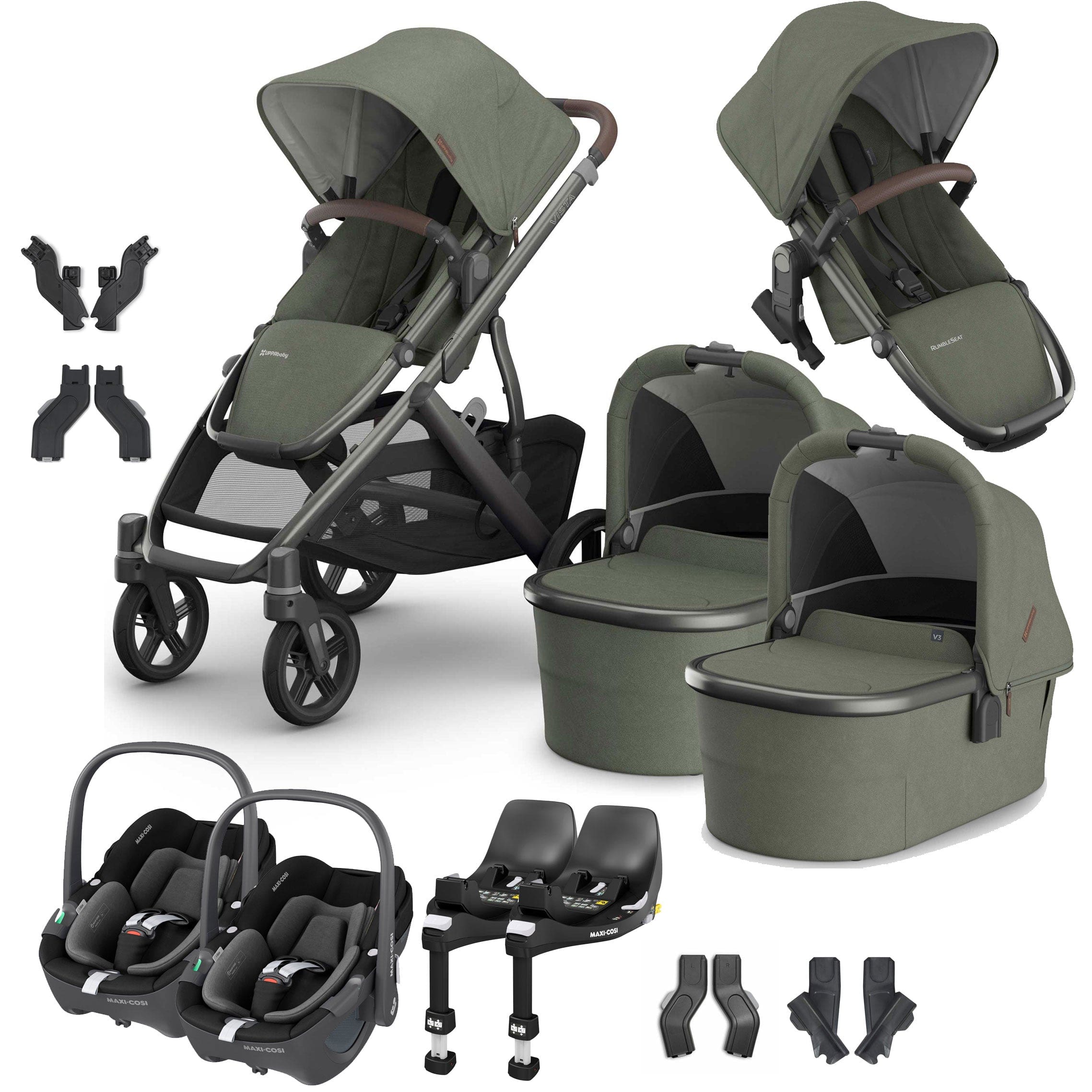 Uppababy travel systems Uppababy Vista V3 Twin Maxi-Cosi Travel System - Evelyn VIS-TWIN-TS-EVE-2