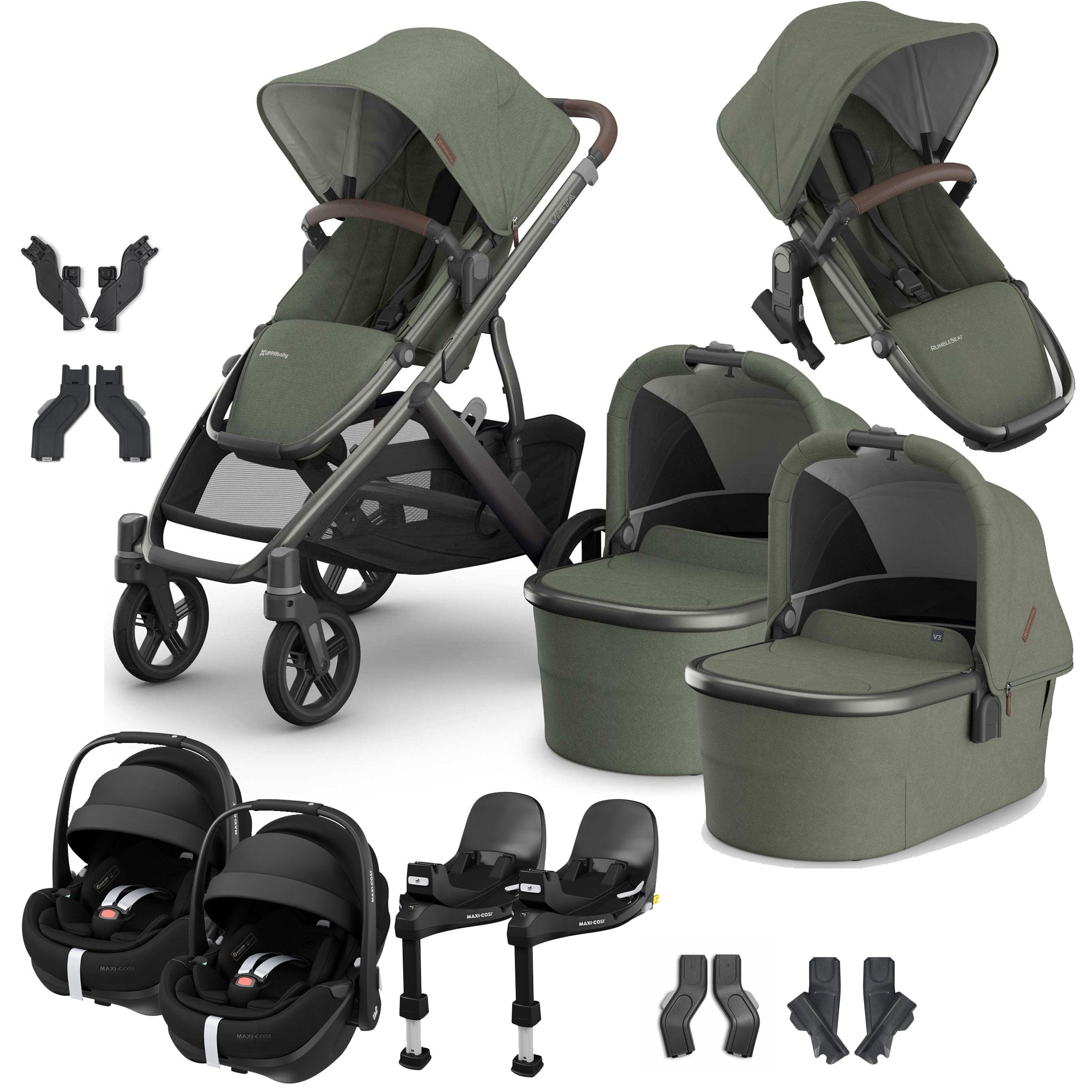 Uppababy travel systems Uppababy Vista V3 Twin Maxi-Cosi Travel System - Evelyn VIS-TWIN-TS-EVE-3