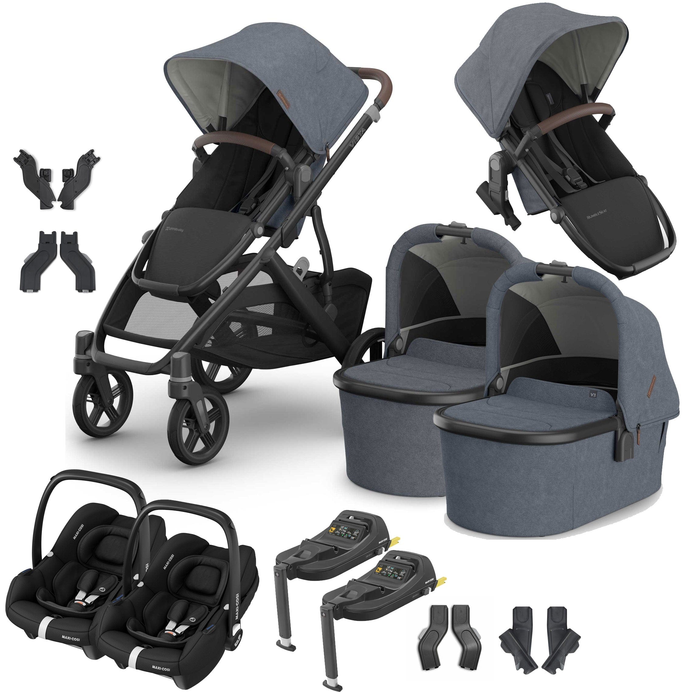 Uppababy travel systems Uppababy Vista V3 Twin Maxi-Cosi Travel System - Julian VIS-TWIN-TS-JUL-1