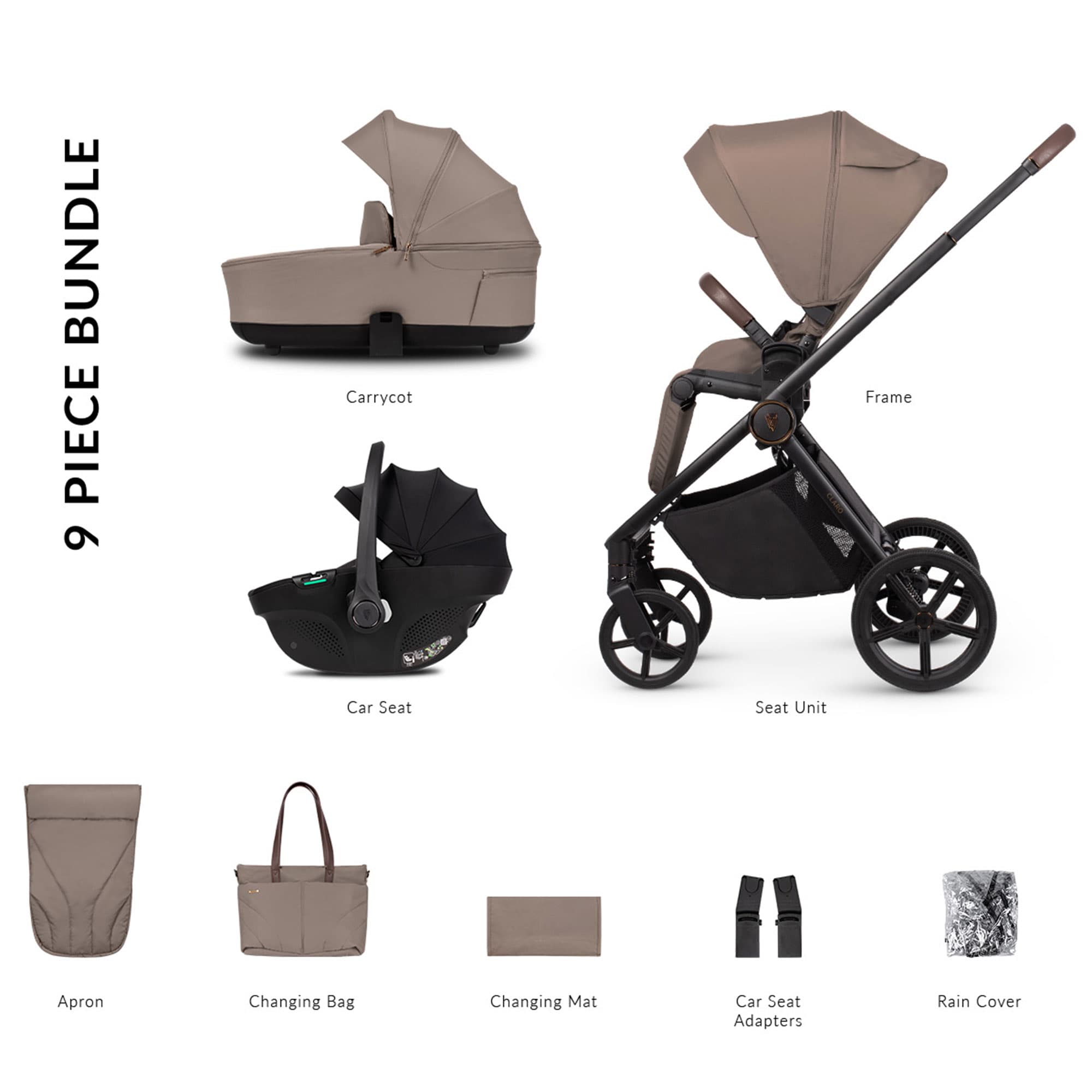 Venicci baby prams Venicci Claro 2 Comfort Bundle - Almond 2001410309