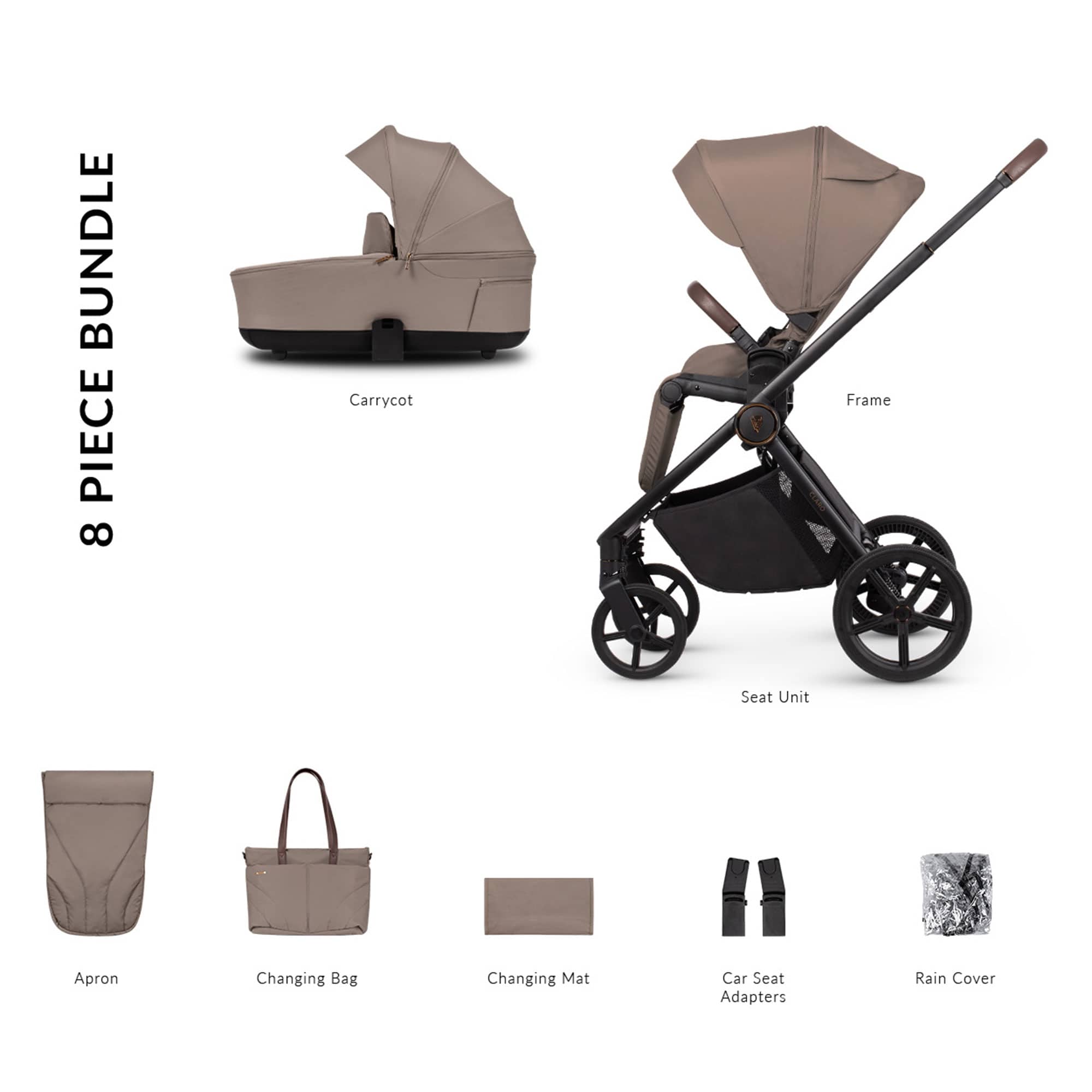 Venicci baby prams Venicci Claro 2 Essential Bundle - Almond 2001410209