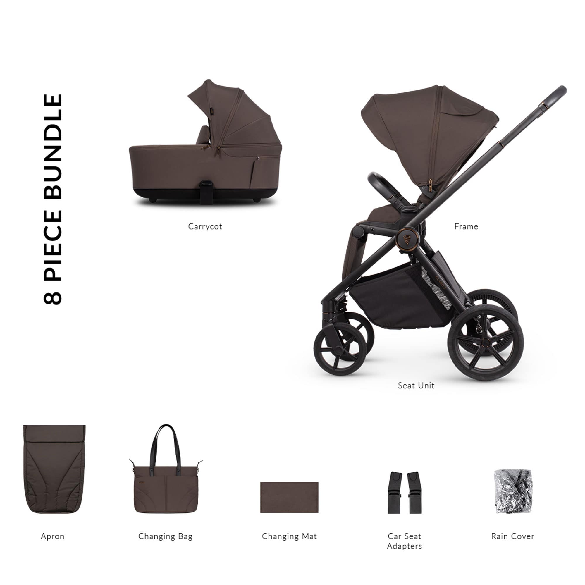 Venicci baby prams Venicci Claro 2 Essential Bundle - Chocolate 2001410210