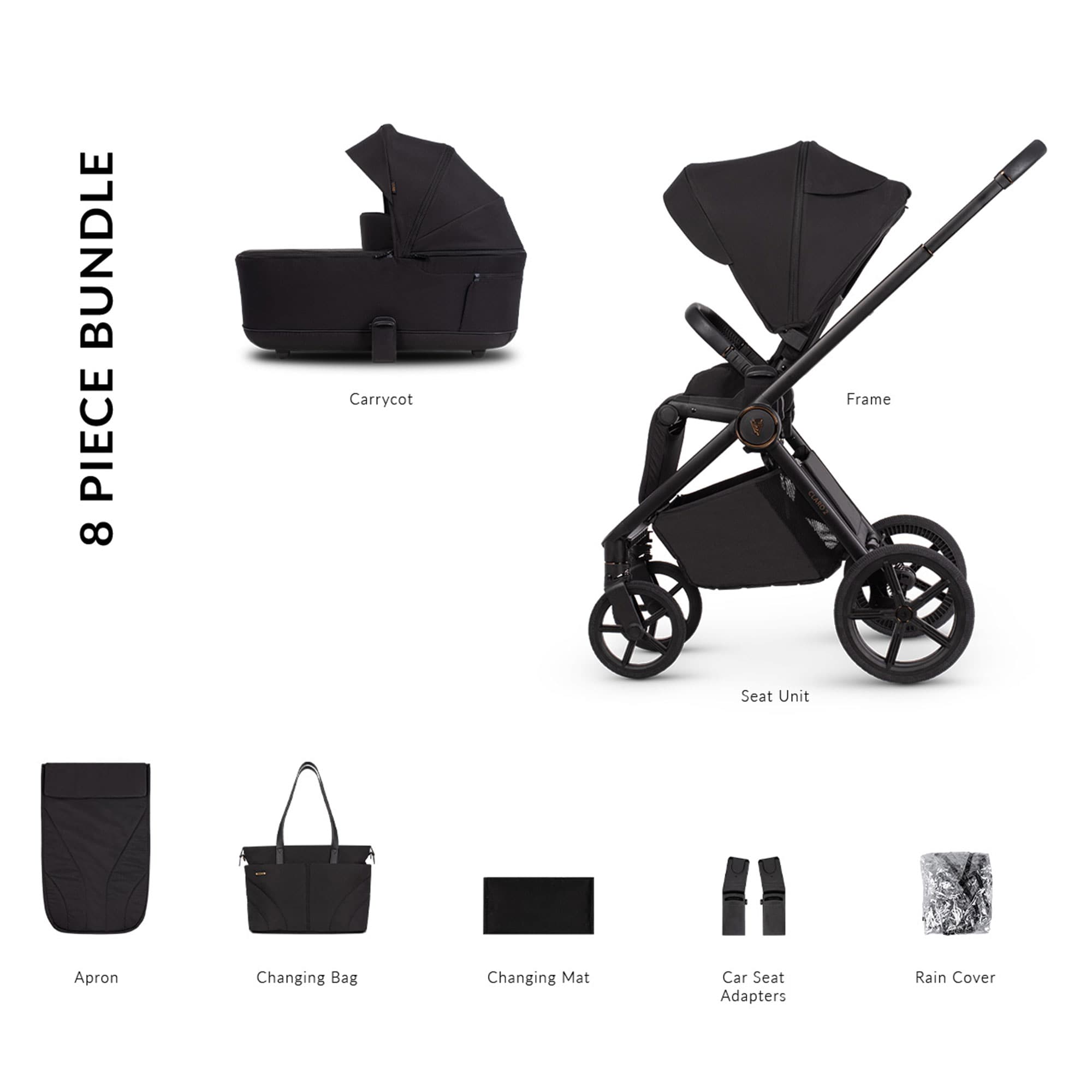 Venicci baby prams Venicci Claro 2 Essential Bundle - Noir 2001410201