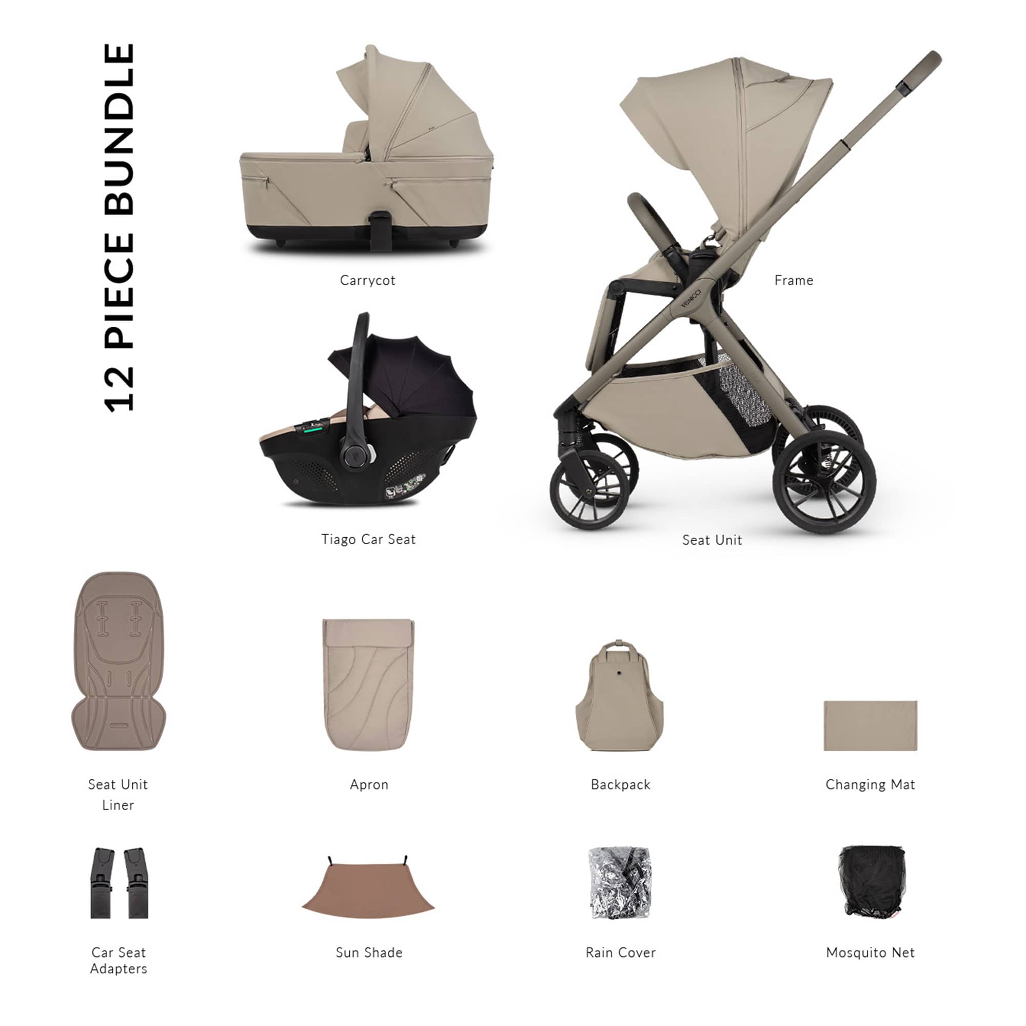 Venicci baby prams Venicci Tila Comfort Bundle - Latte 2001320312