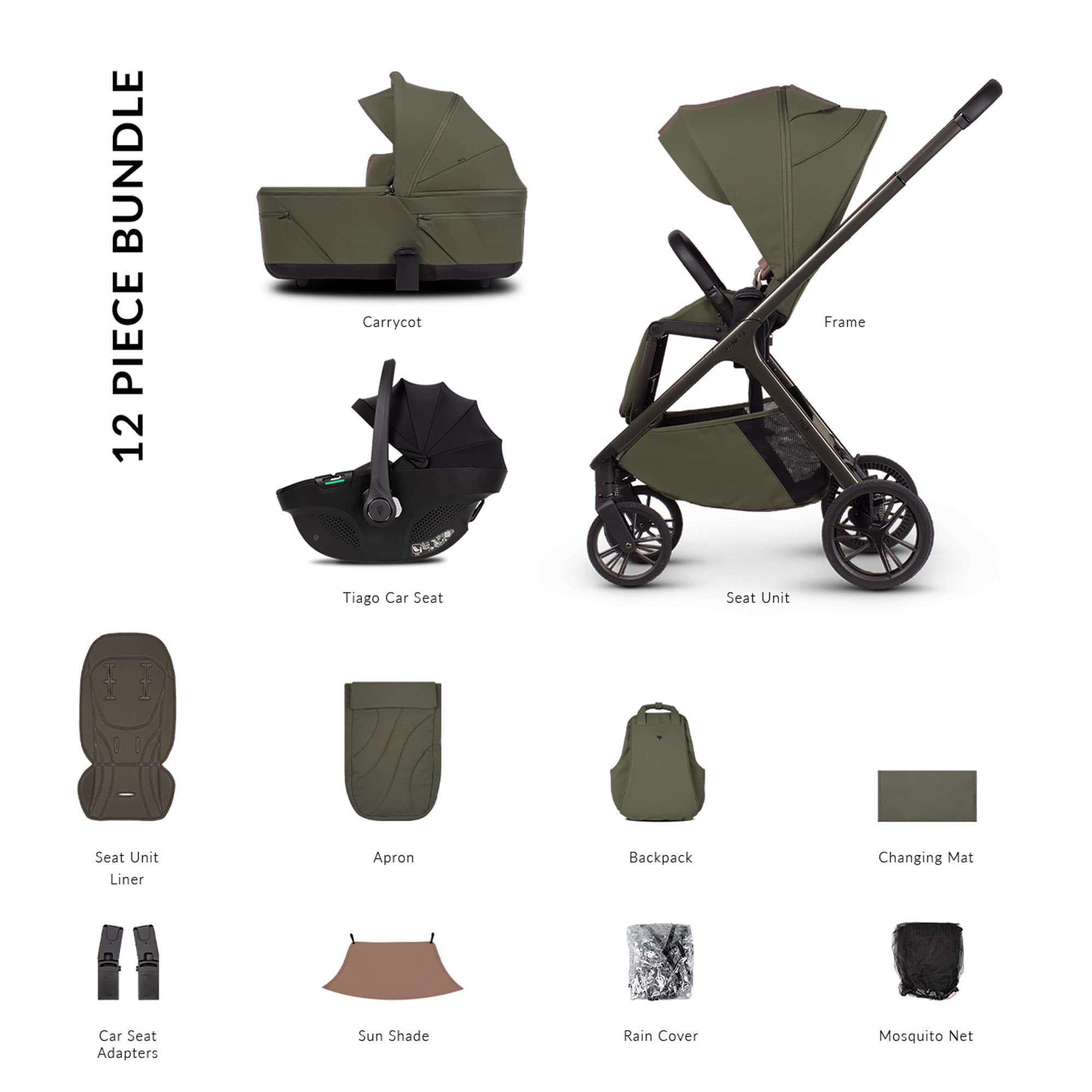 Venicci baby prams Venicci Tila Comfort Bundle - Olive 2001310313