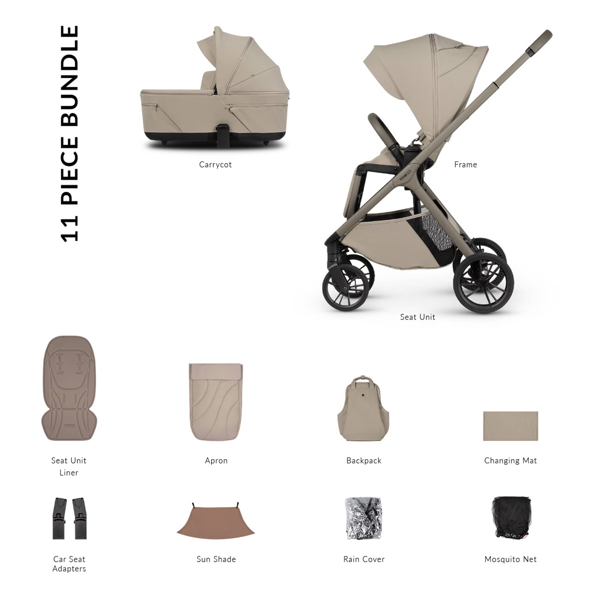 Venicci baby prams Venicci Tila Essential Bundle - Latte 2001310212