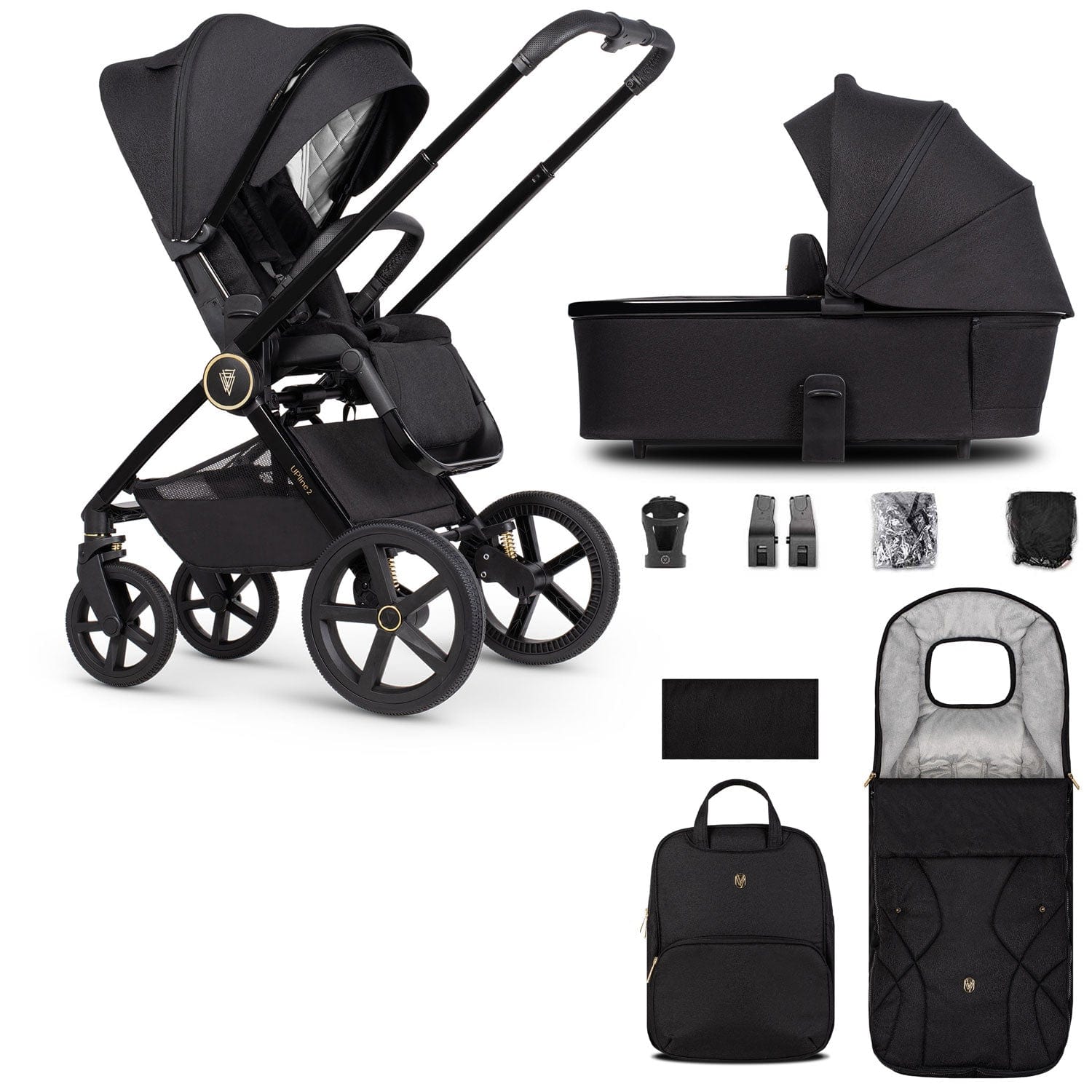 Venicci baby prams Venicci Tinum Upline 2 2in1 Bundle - All Black 2001110201