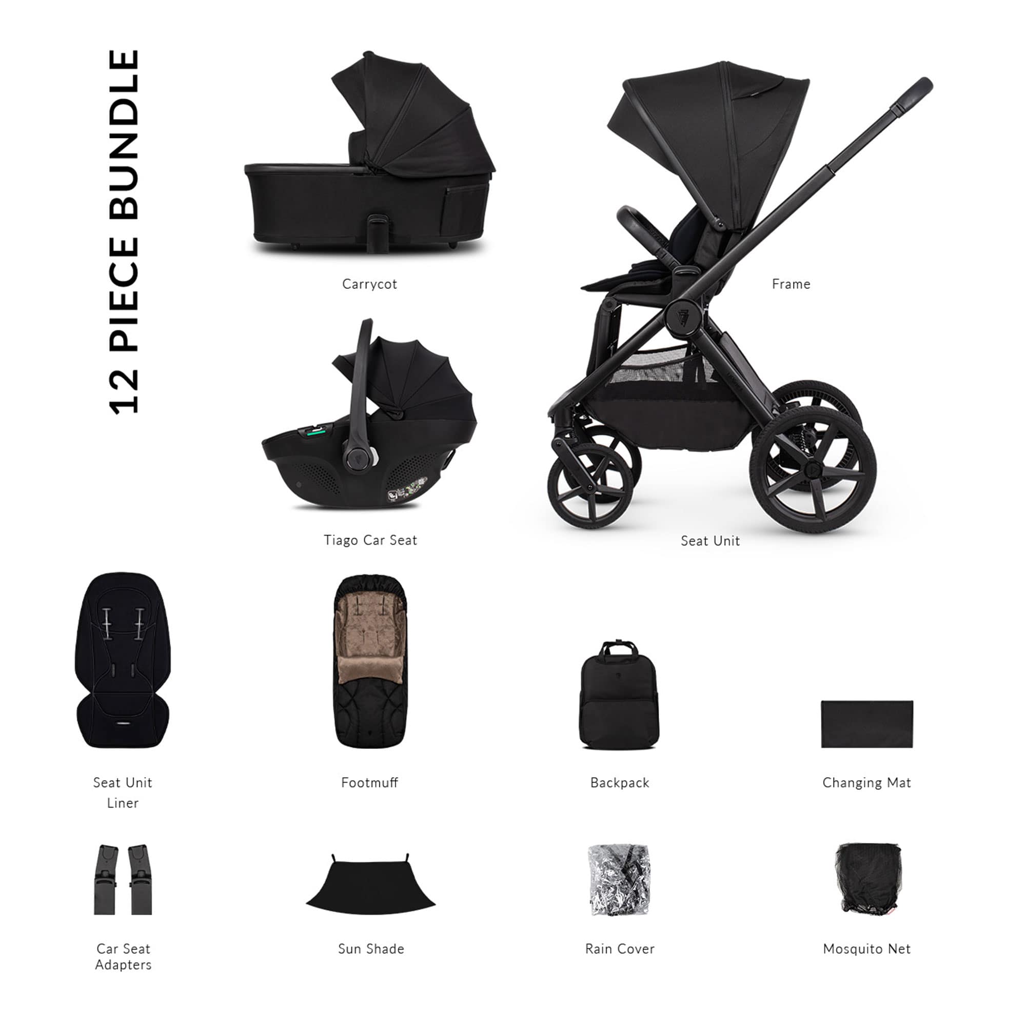 Venicci baby prams Venicci Tinum Upline 3 Comfort Bundle - Onyx 2001210301