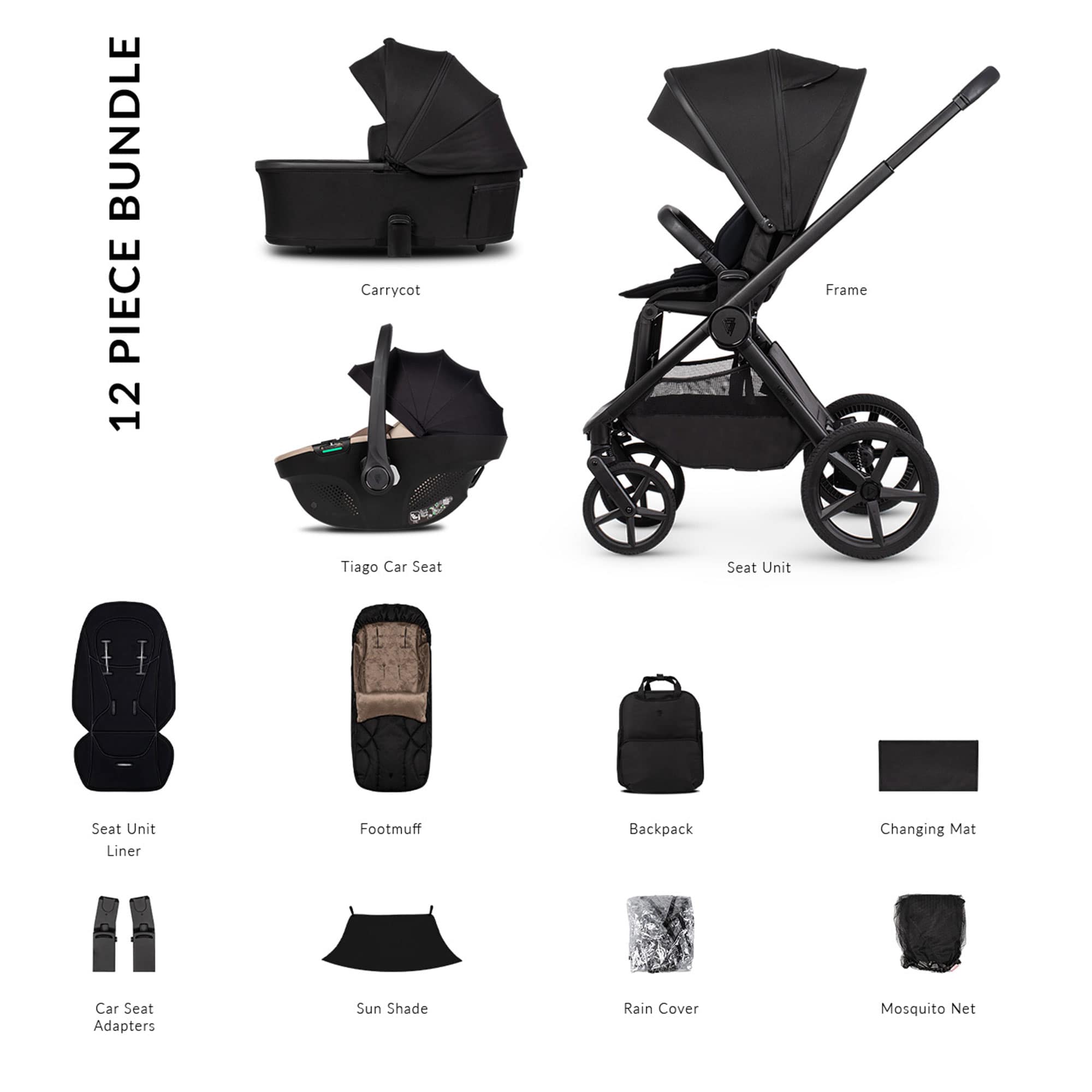 Venicci baby prams Venicci Tinum Upline 3 Comfort Bundle - Onyx 2001220301