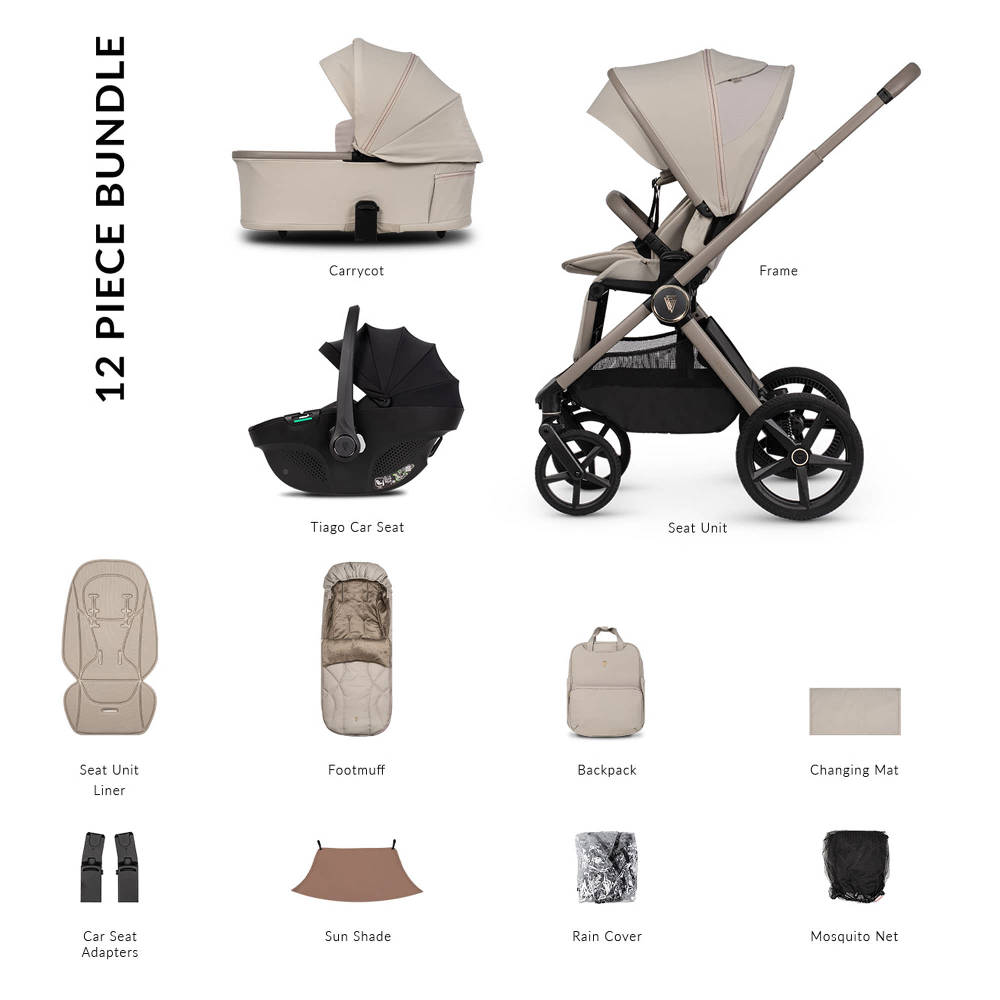 Venicci baby prams Venicci Tinum Upline 3 Comfort Bundle - Pebble