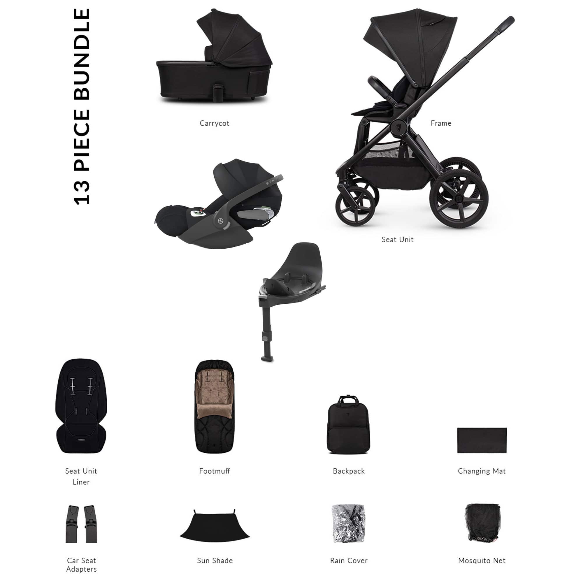 Venicci baby prams Venicci Tinum Upline 3 Cybex Luxury Bundle - Onyx 22763-ONY-1