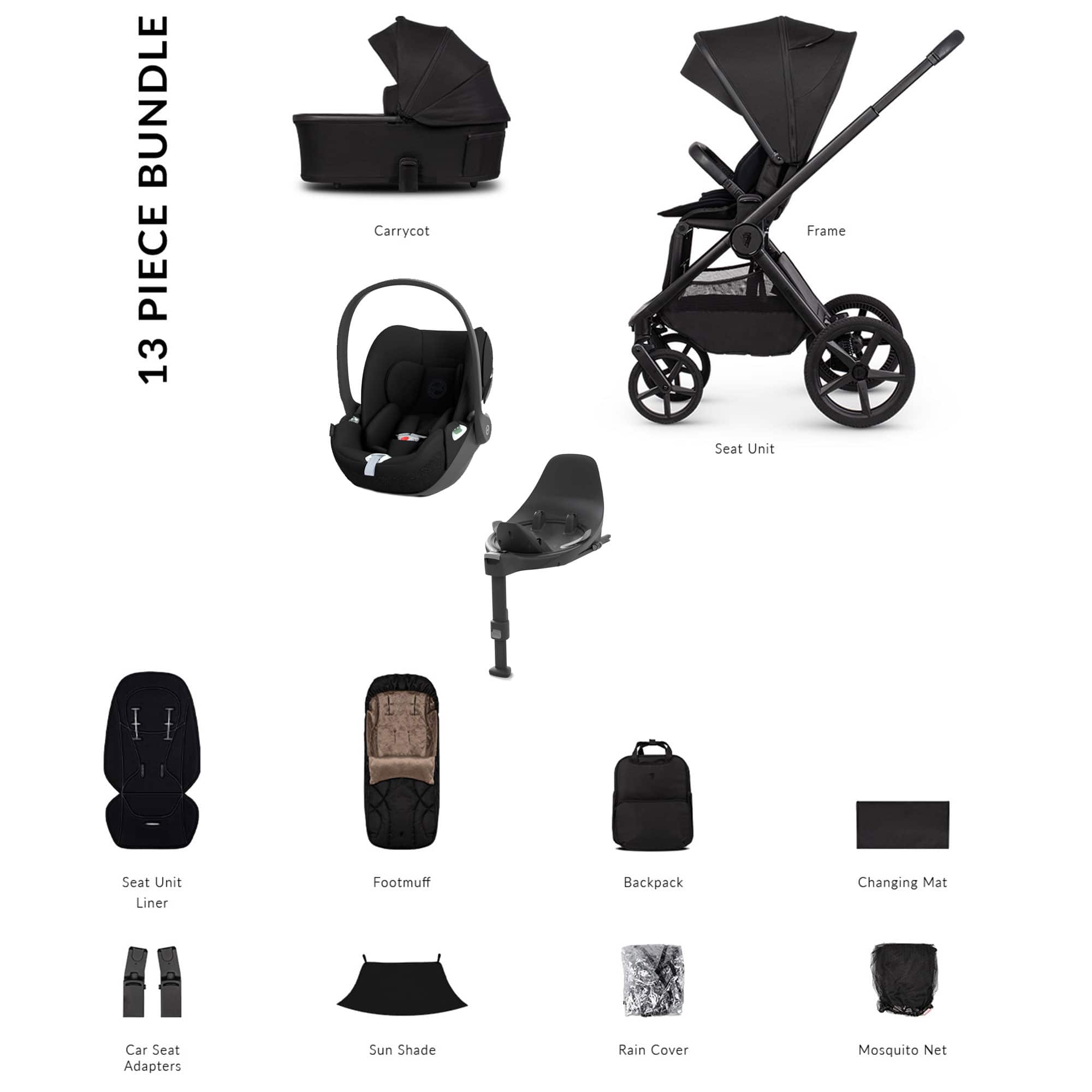 Venicci baby prams Venicci Tinum Upline 3 Cybex Luxury Bundle - Onyx 22763-ONY