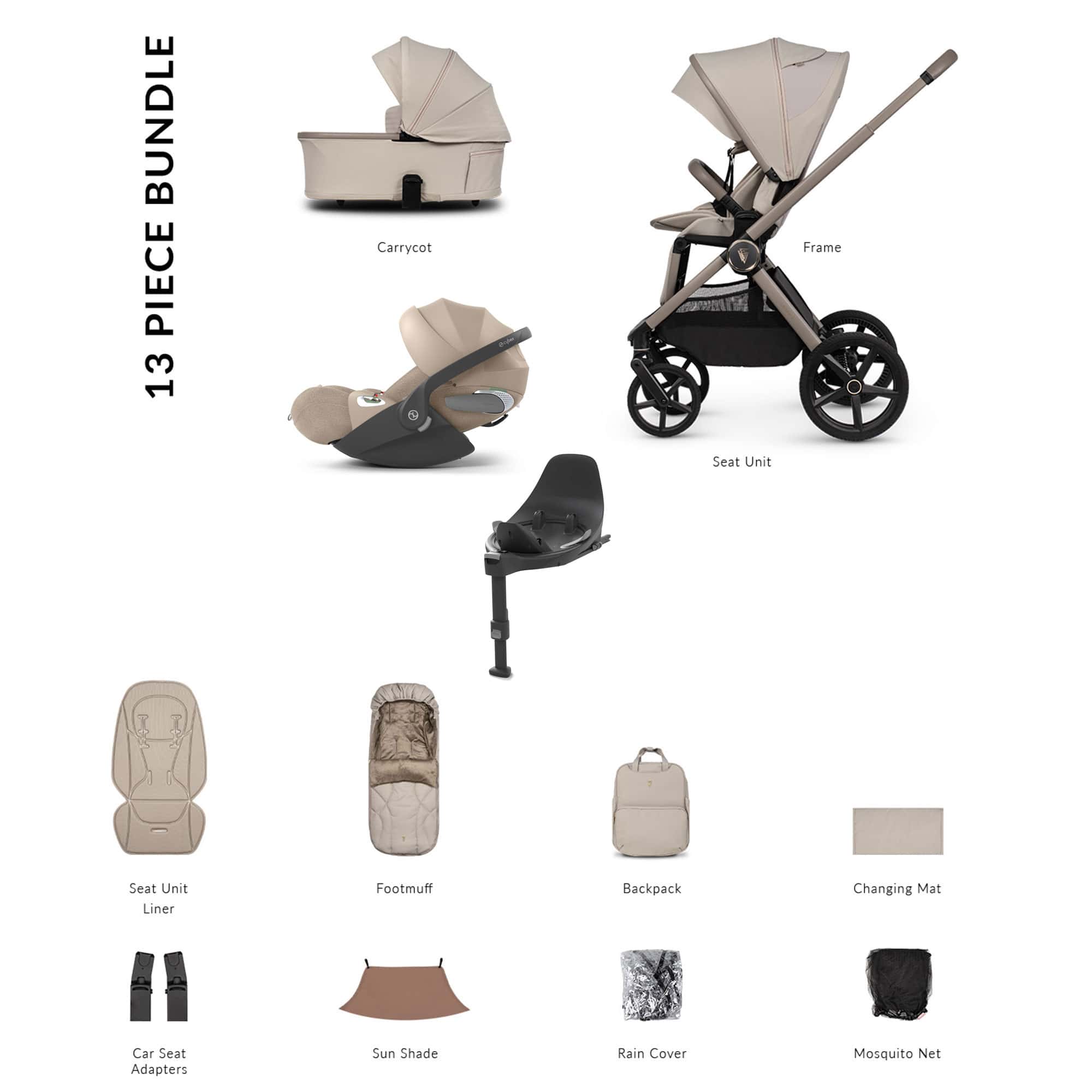Venicci baby prams Venicci Tinum Upline 3 Cybex Luxury Bundle - Pebble 22763-PEB-1