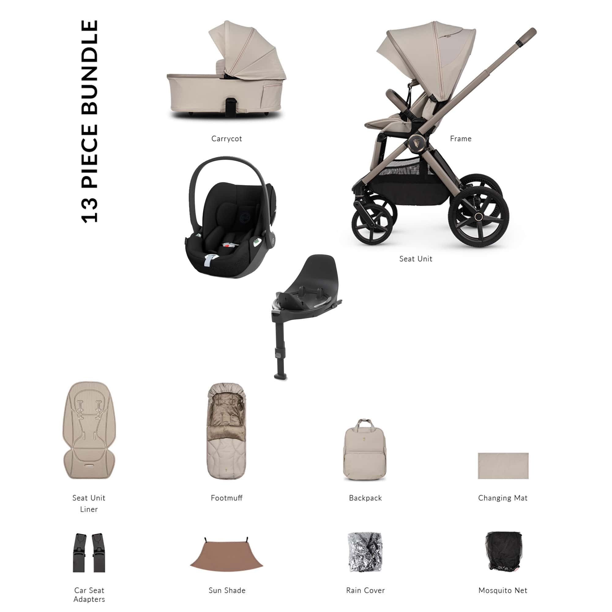 Venicci baby prams Venicci Tinum Upline 3 Cybex Luxury Bundle - Pebble 22763-PEB