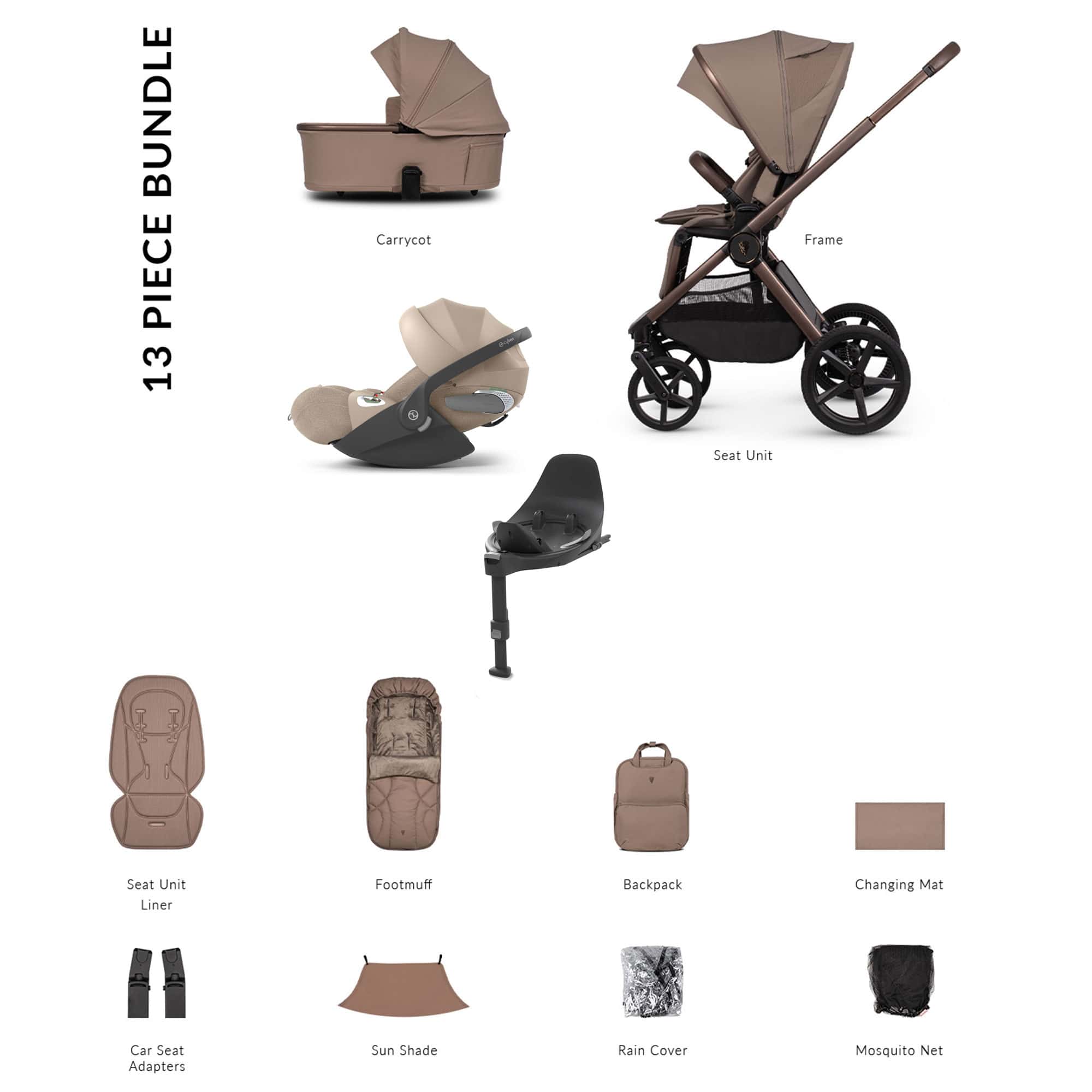 Venicci baby prams Venicci Tinum Upline 3 Cybex Luxury Bundle - Sand