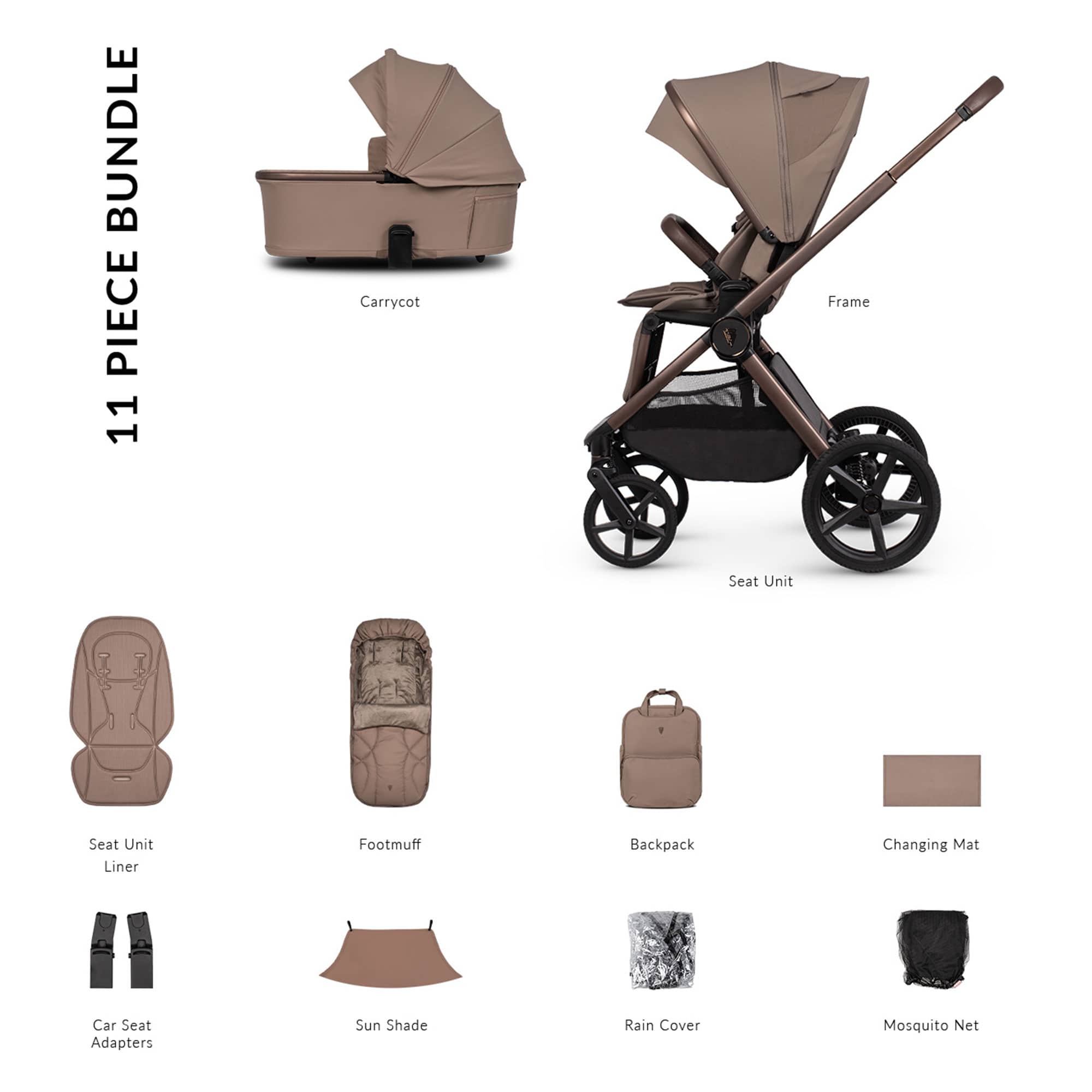 Venicci baby prams Venicci Tinum Upline 3 Essential Bundle - Sand 2001210212