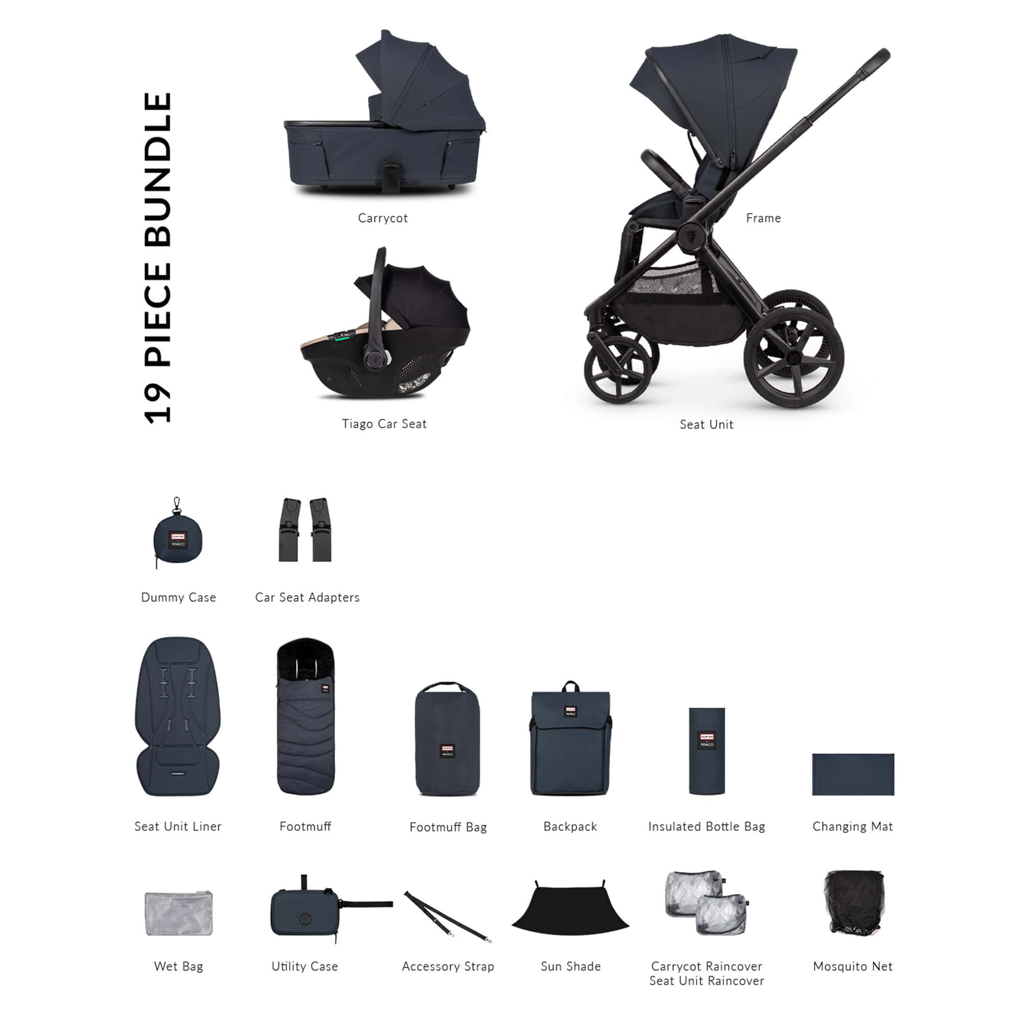 Venicci baby prams Venicci Tinum Upline 3 Hunter Comfort Bundle - Navy 2001520307