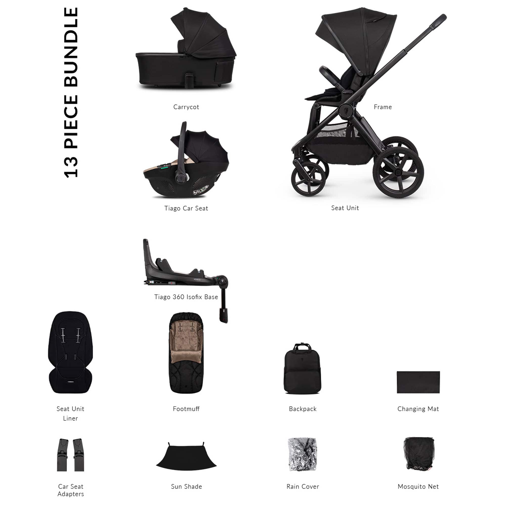 Venicci baby prams Venicci Tinum Upline 3 Luxury Bundle - Onyx 2001220401