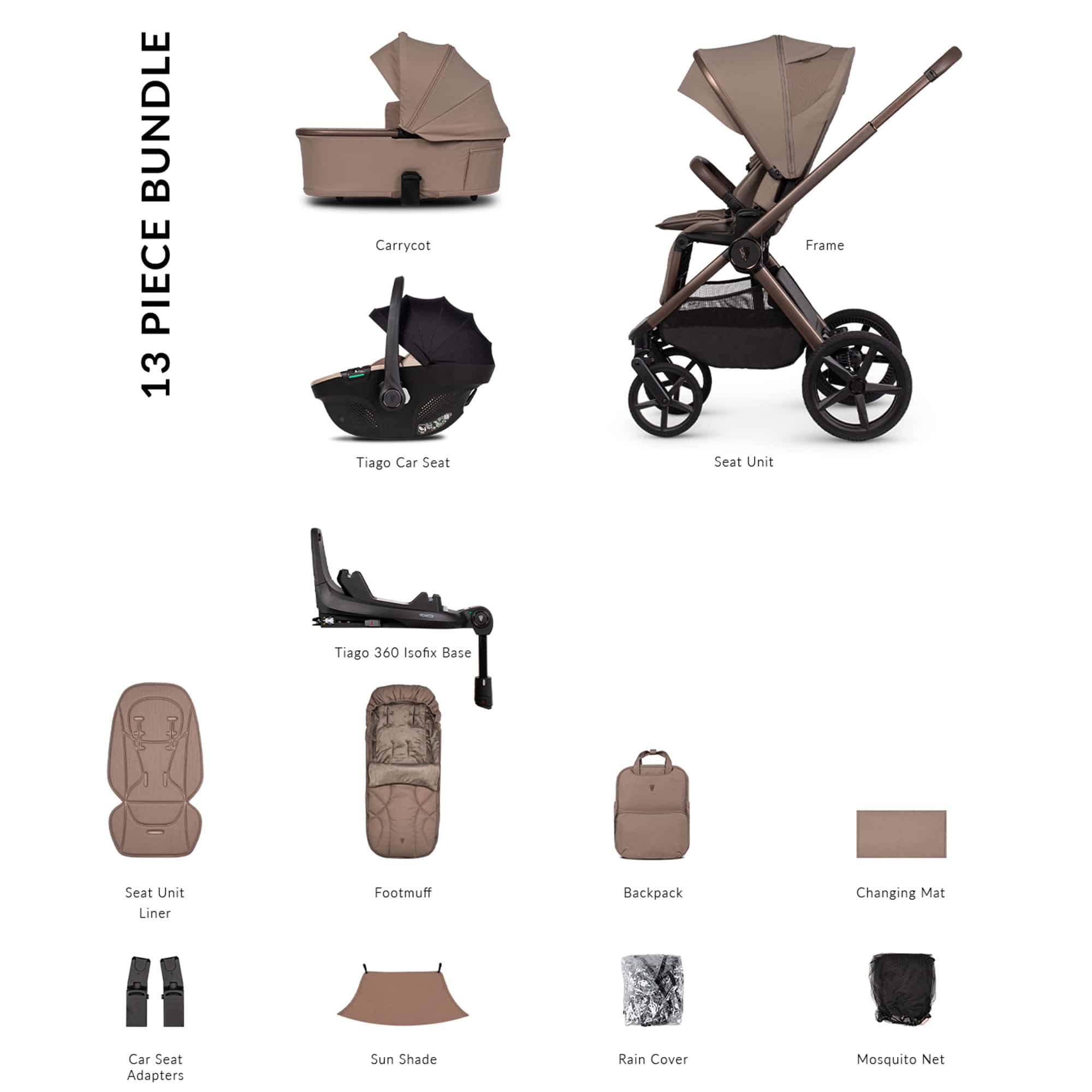 Venicci baby prams Venicci Tinum Upline 3 Luxury Bundle - Sand 2001220412