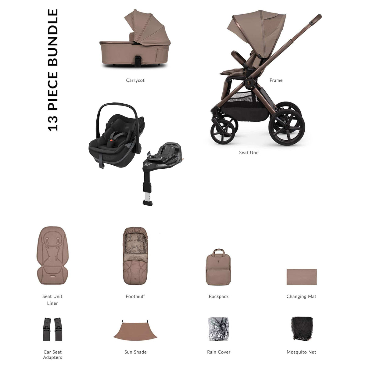 Venicci baby prams Venicci Tinum Upline 3 Maxi-Cosi Luxury Bundle - Sand 22771-SAN-2