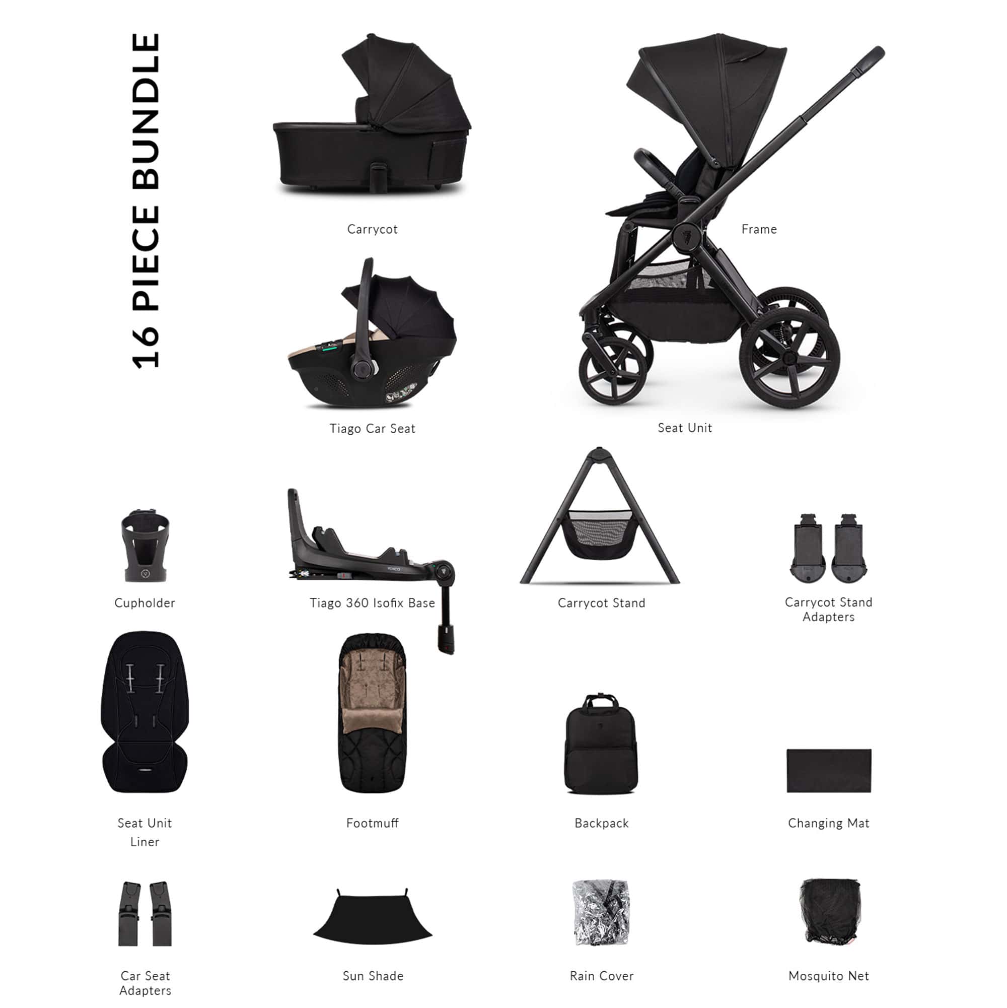 Venicci baby prams Venicci Tinum Upline 3 Ultimate Bundle - Onyx 2001220501